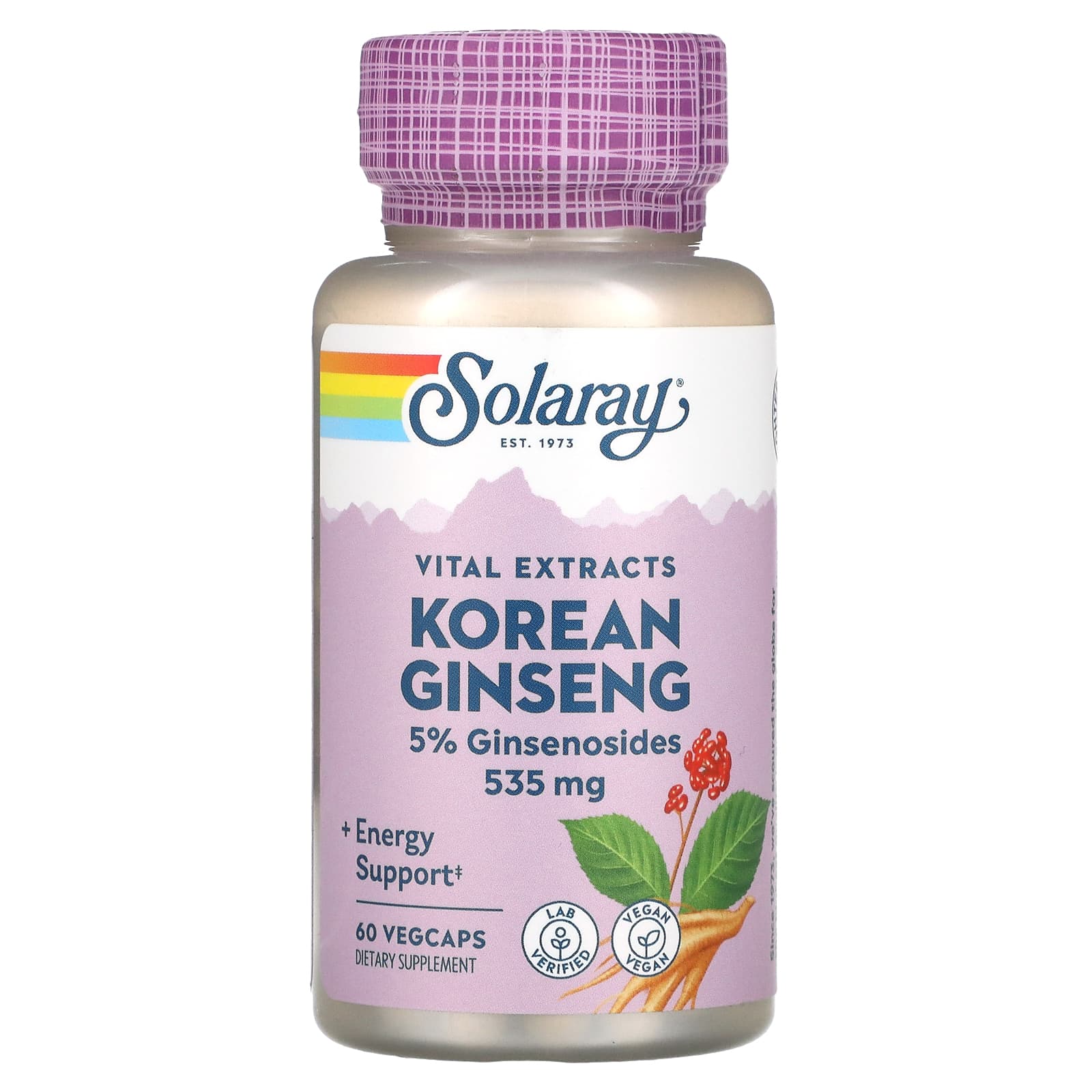 Solaray, Ginseng Extract Korean 500mg, 60 VegCaps UPC 076280035001 | HiLife Vitamins