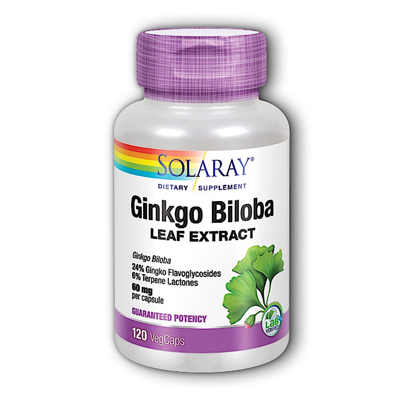 Solaray, Ginkgo Biloba Extract 60mg, 120 VegCaps UPC 076280036015 | HiLife Vitamins