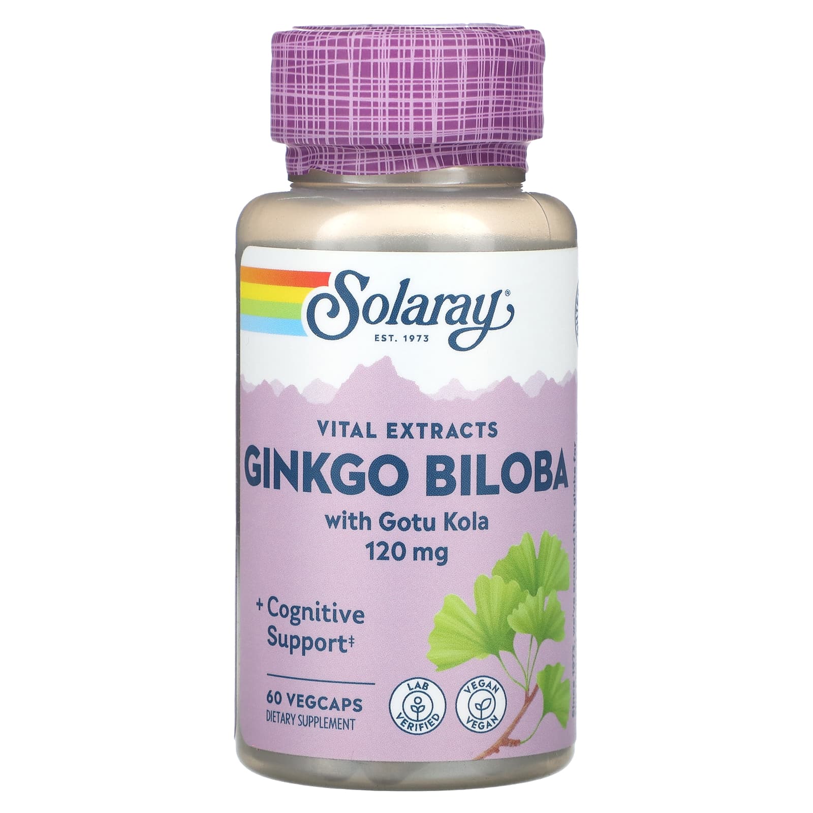 Solaray, Vital Extracts, Ginkgo Biloba With Gotu Kola, 120 mg, 60 VegCaps UPC 076280036046 | HiLife Vitamins