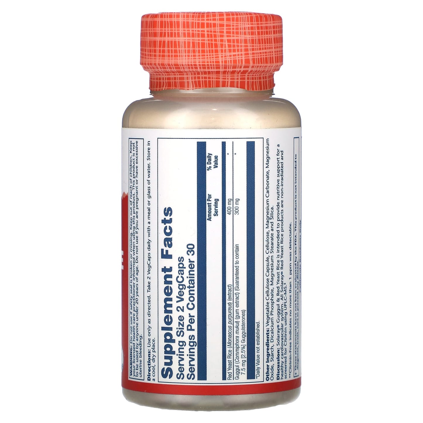 Solaray, Guggul, Red Yeast Rice, 60 VegCaps UPC 076280036596 | HiLife Vitamins
