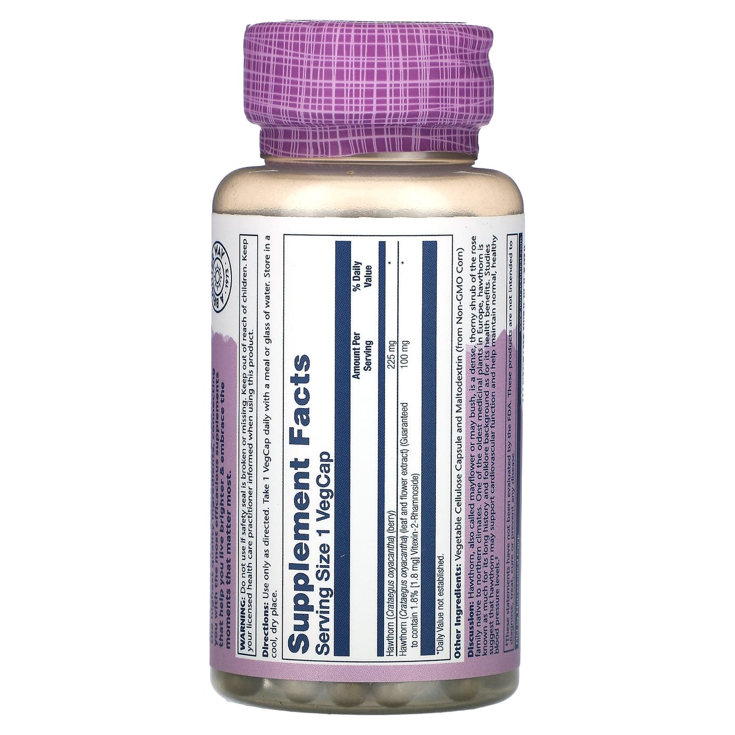 Solaray, Vital Extracts, Hawthorn, 100 mg, 60 VegCaps UPC 076280036602 | HiLife Vitamins