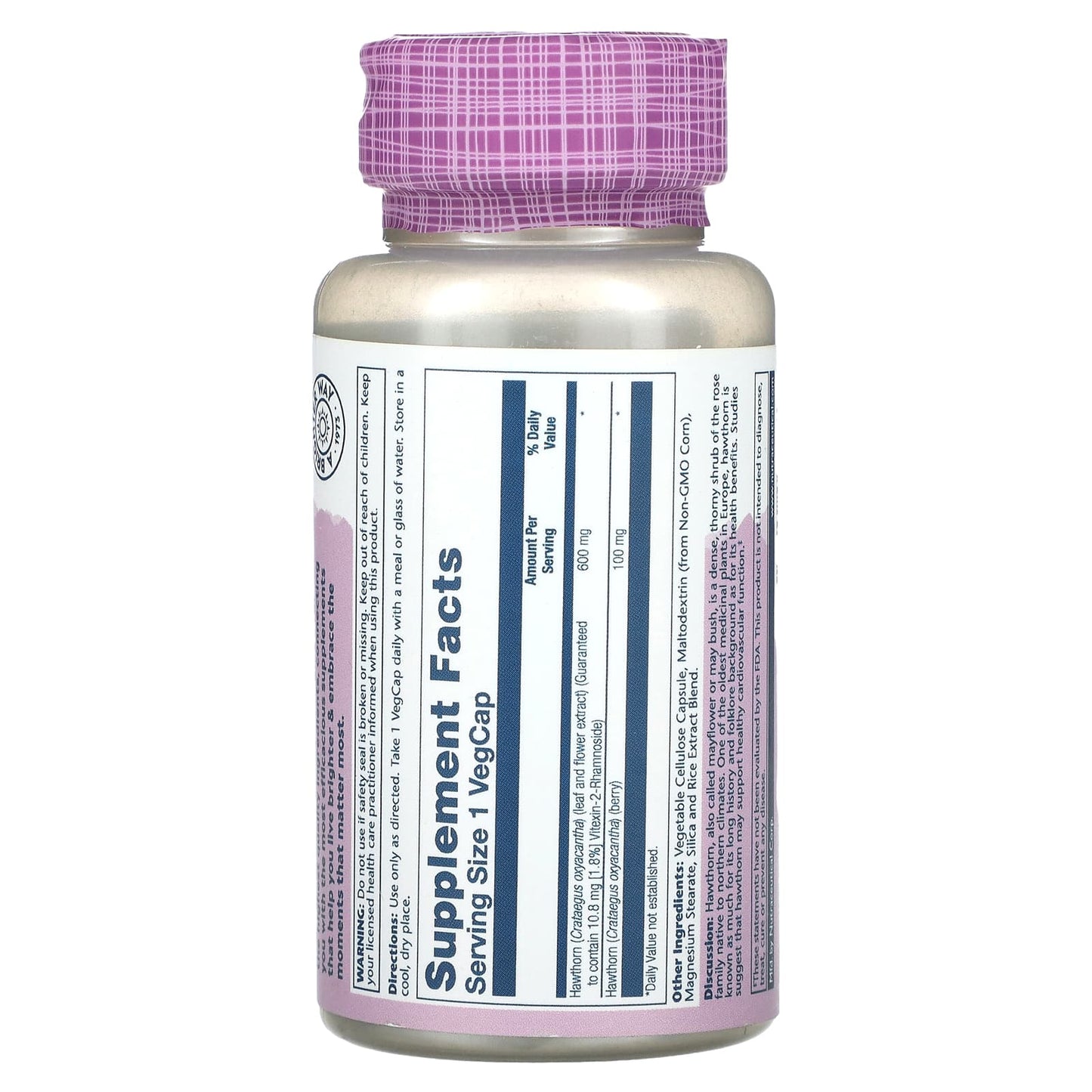 Solaray, Vital Extracts Hawthorn, 600 mg, 30 VegCaps UPC 076280036640 | HiLife Vitamins