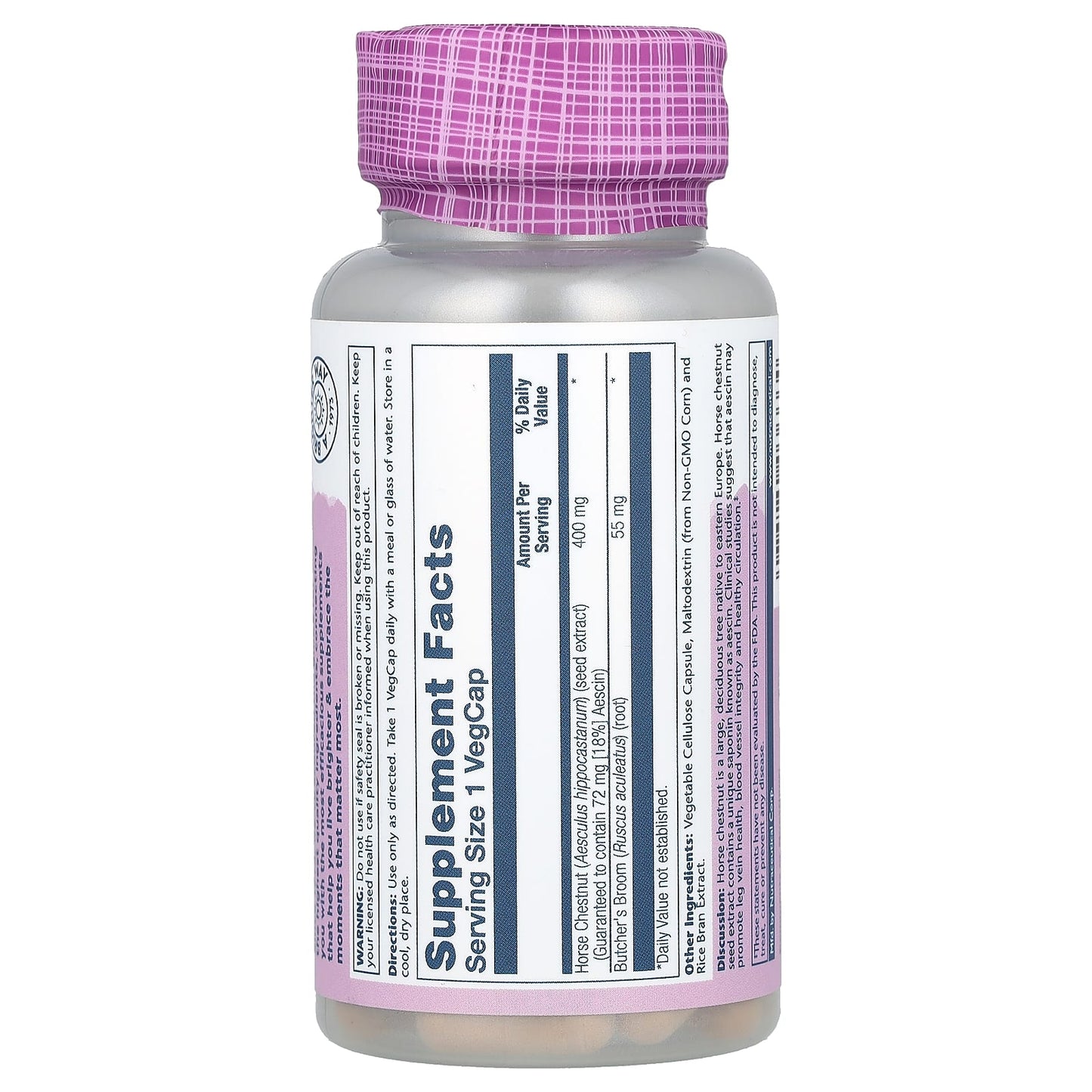 Solaray, Horse Chestnut Extract 400 mg, 60 VegCaps UPC 076280036664 | HiLife Vitamins