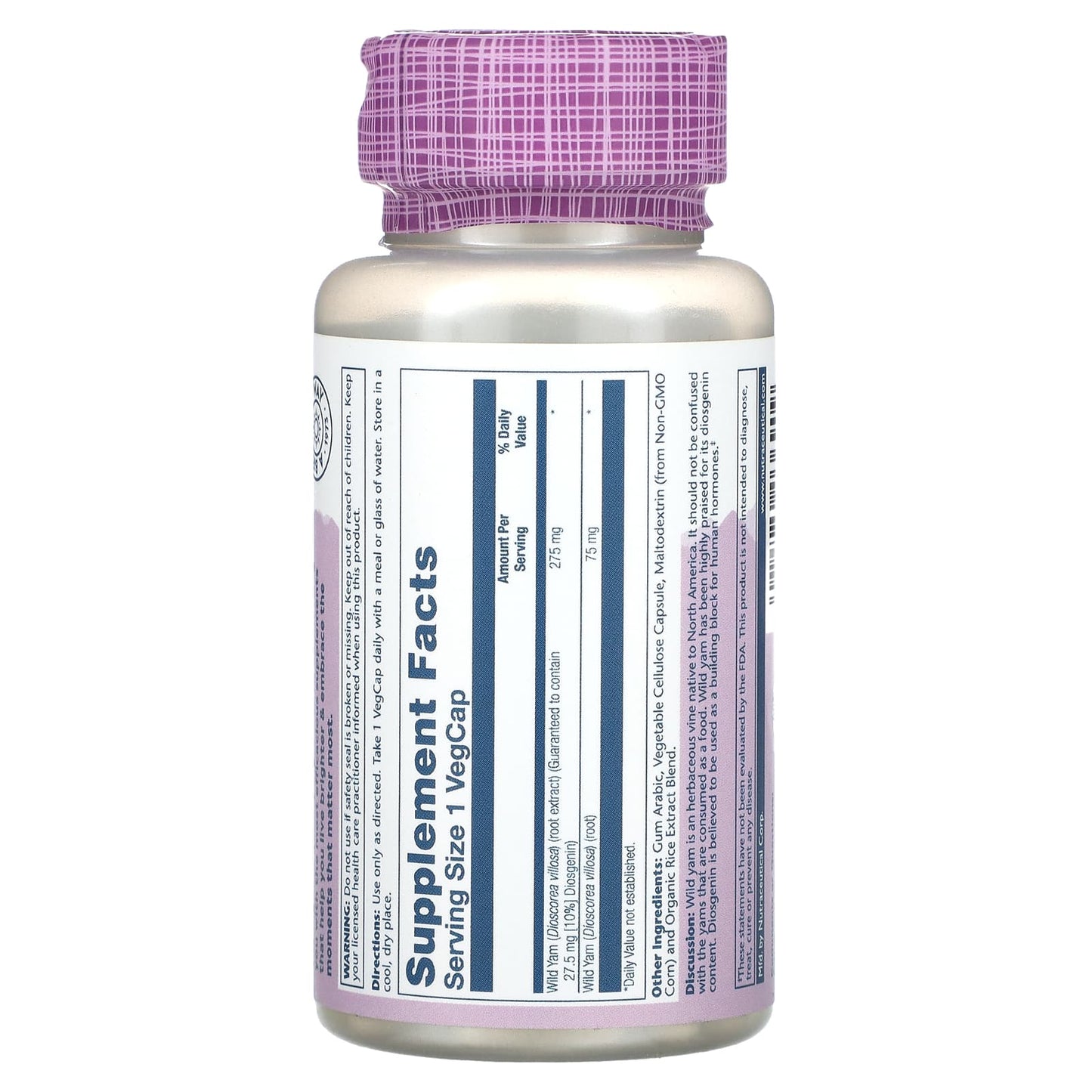 Solaray, Vital Extracts Wild Yam, 275 mg, 60 VegCaps UPC 076280036909 | HiLife Vitamins