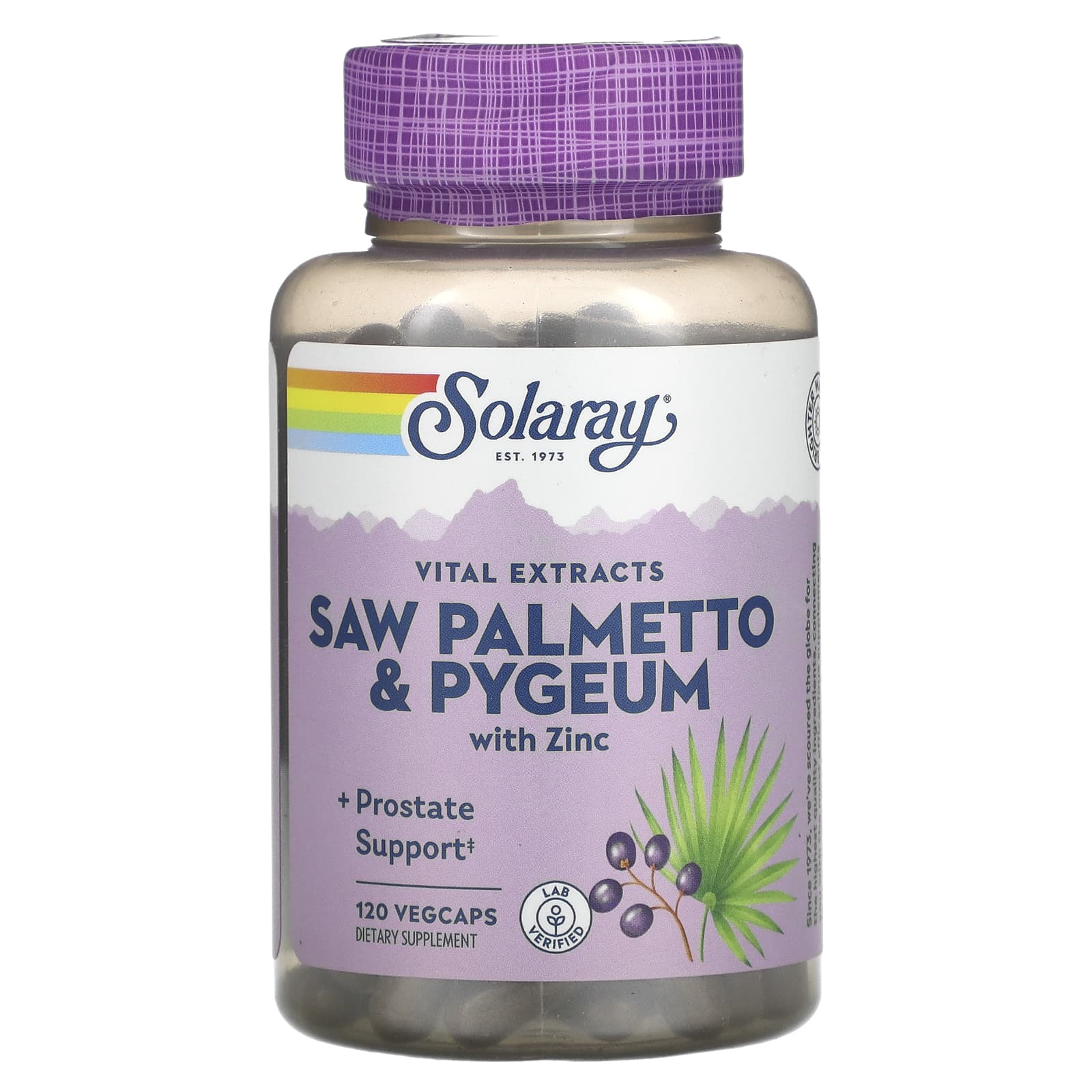 Solaray, Saw Palmetto & Pygeum with Zinc, 120 VegCaps UPC 076280037685 | HiLife Vitamins