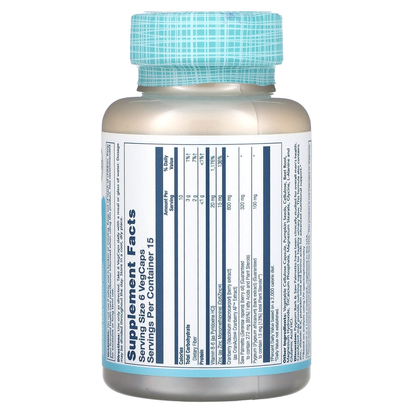 Solaray, Pygm&SwPlmto w/CrnA 100/320mg, 90 VegCaps UPC 076280037692 | HiLife Vitamins