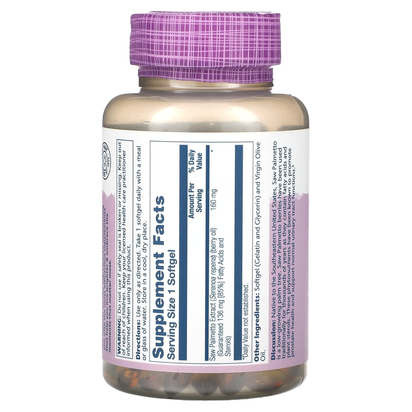 Solaray, Vital Extracts, Saw Palmetto, 160 mg, 240 Softgels UPC 076280037845 | HiLife Vitamins
