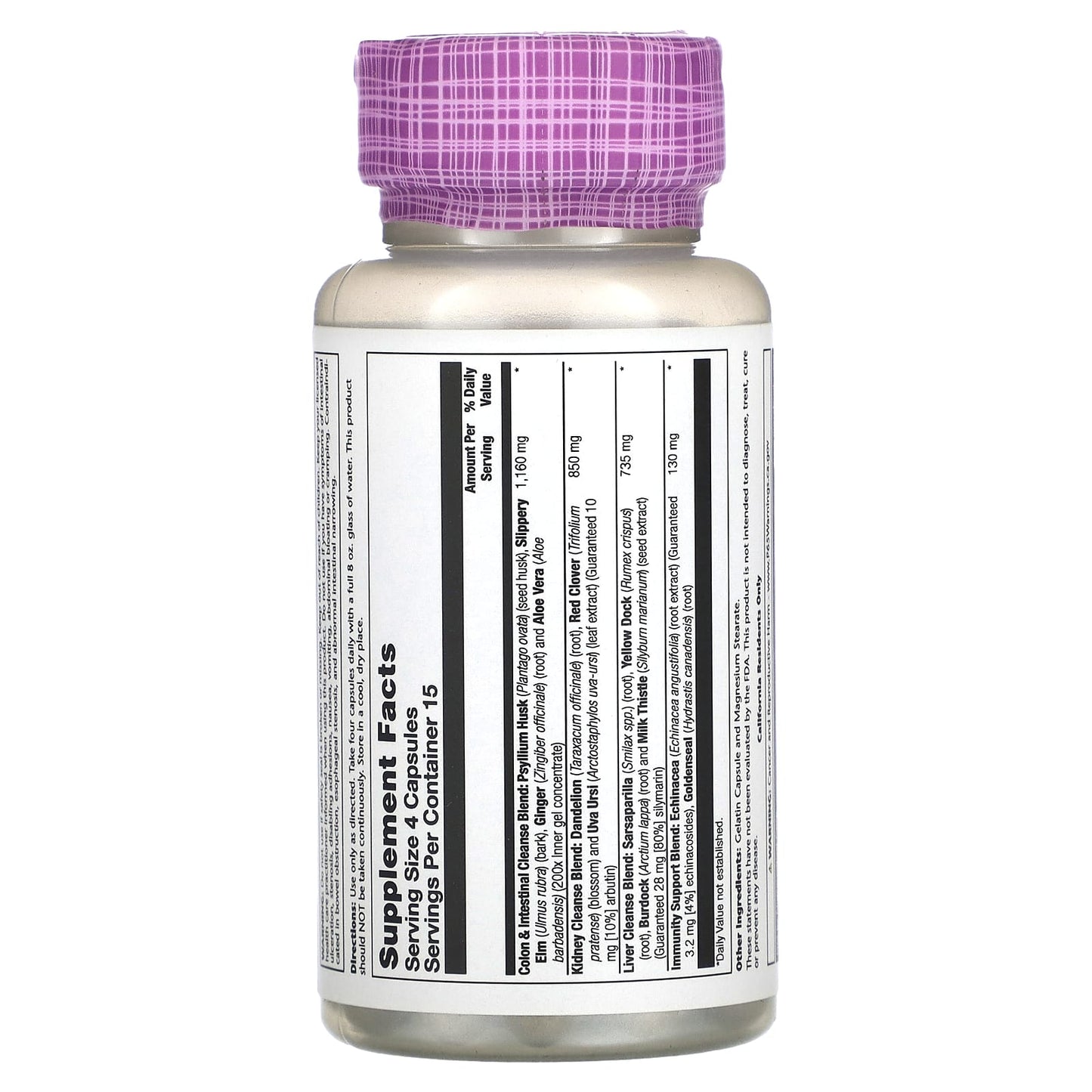 Solaray, Tetra Cleanse, 60 Capsules UPC 076280037906 | HiLife Vitamins