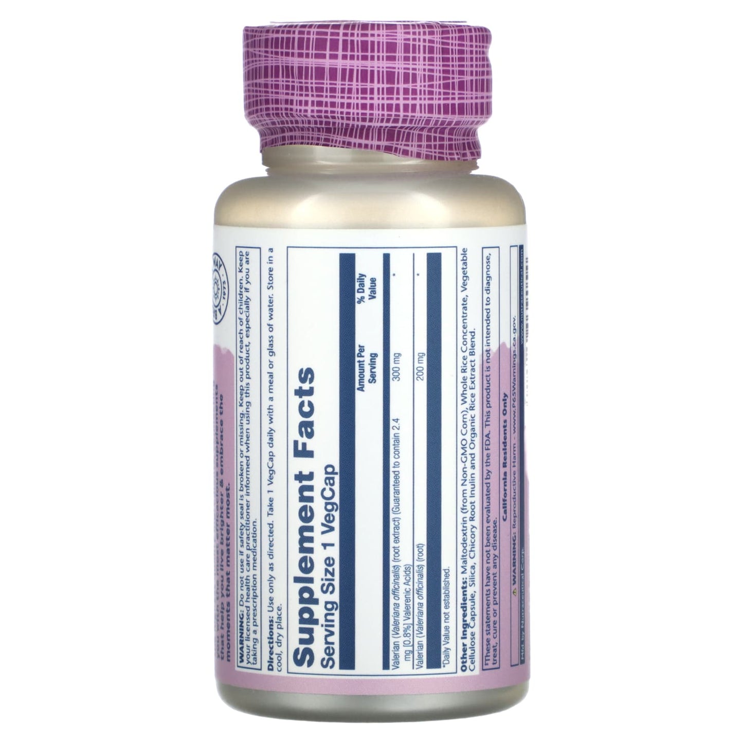 Solaray, Vital Extracts, Valerian, 300 mg, 30 VegCaps UPC 076280039054 | HiLife Vitamins
