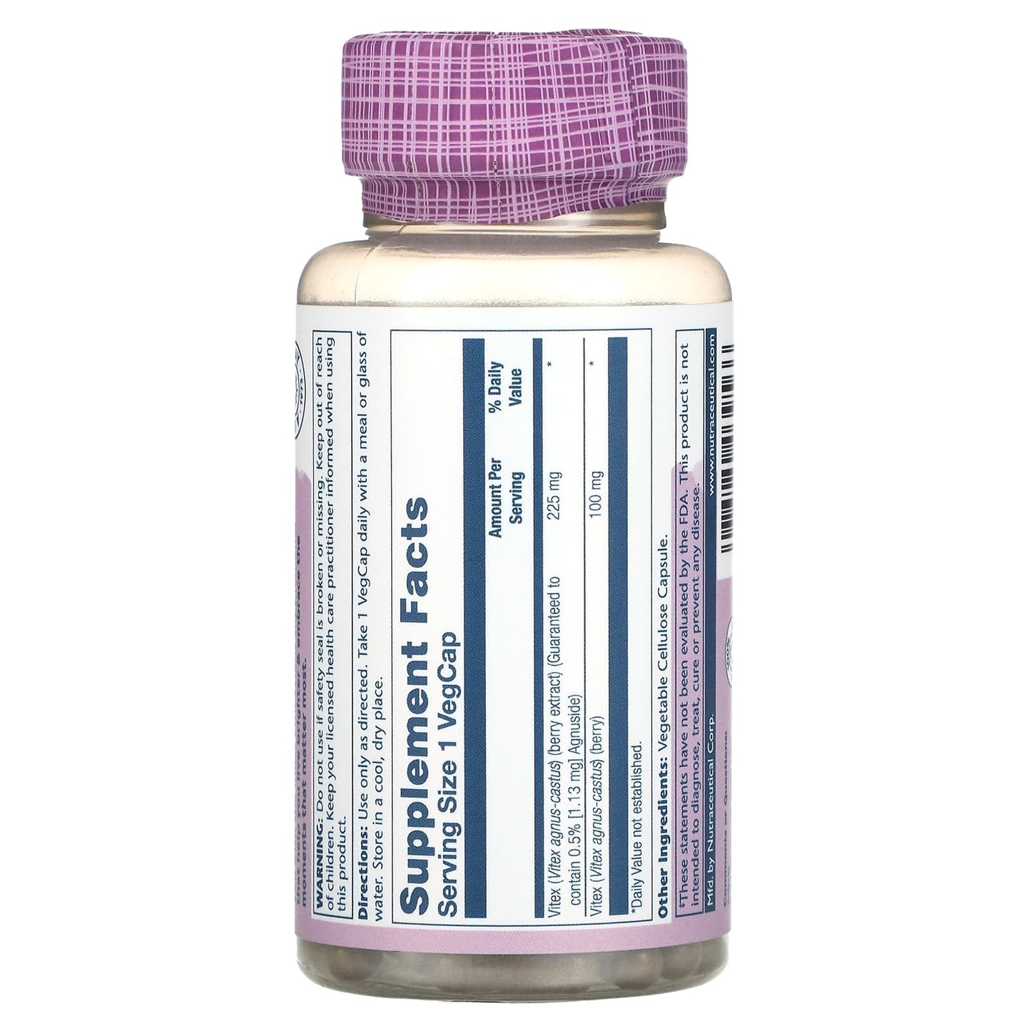Solaray, Vitex Chaste Berry Extract 225 mg, 60 VegCaps UPC 076280039566 | HiLife Vitamins