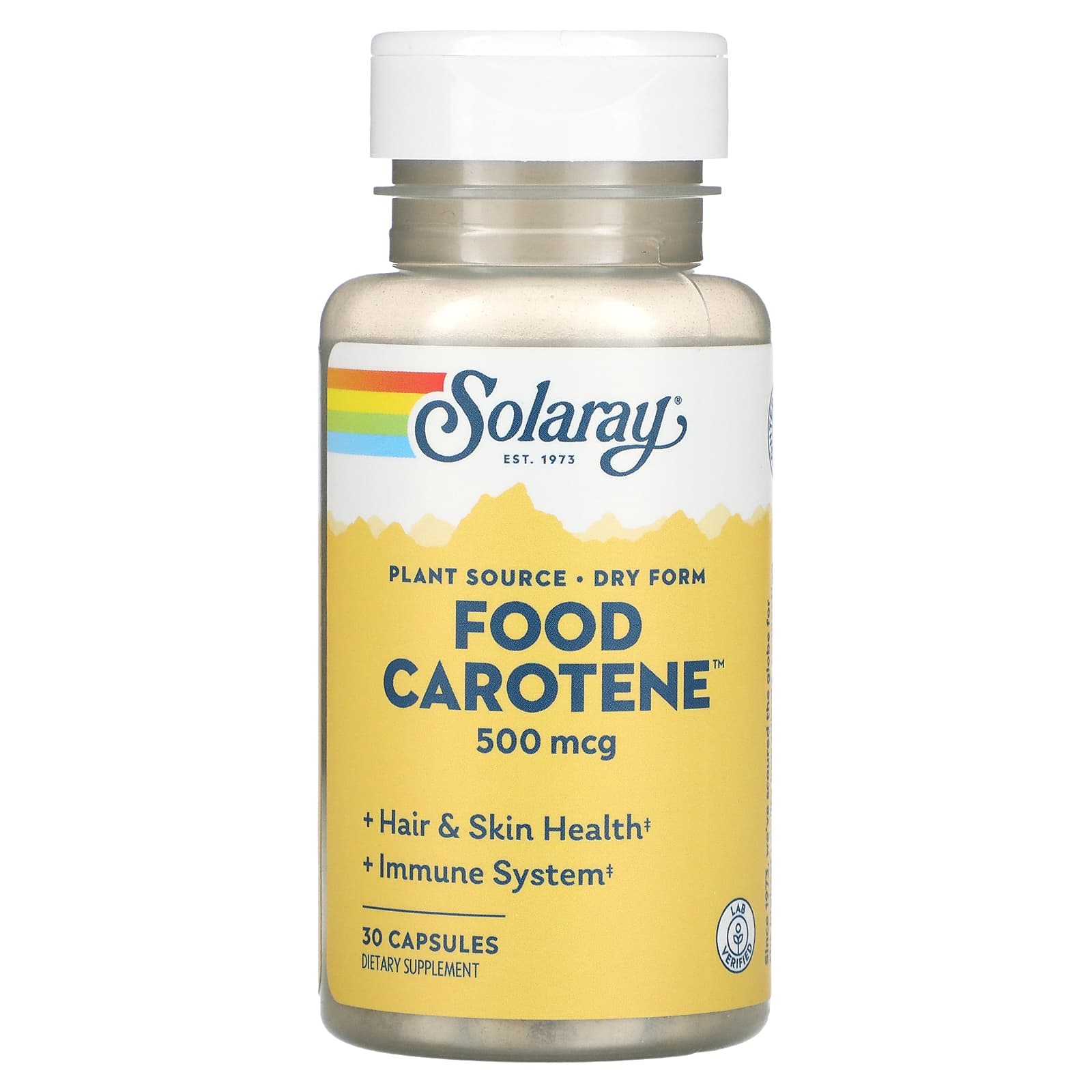 Solaray, Food Carotene Natural 10,000 IU, 30 VegCaps UPC 076280041132 | HiLife Vitamins