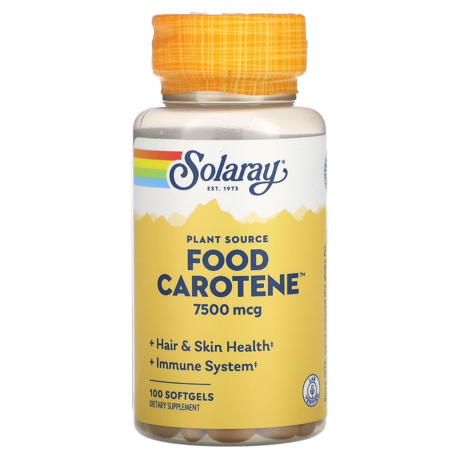 Solaray, Food Carotene, 7,500 mcg, 100 Softgels UPC 076280041200 | HiLife Vitamins