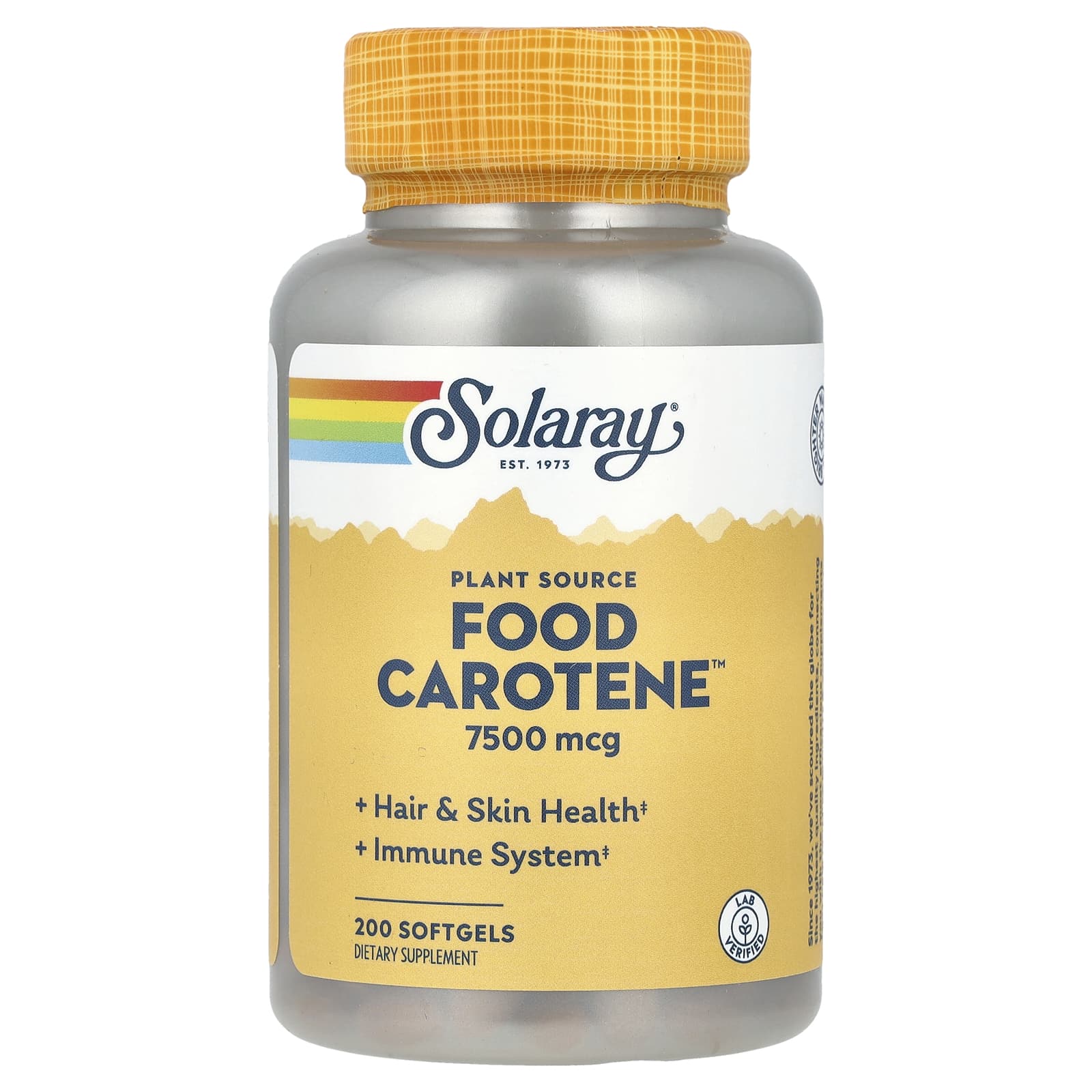 Solaray, Food Carotene Natural 25000 IU, 200 Softgels UPC 076280041217 | HiLife Vitamins