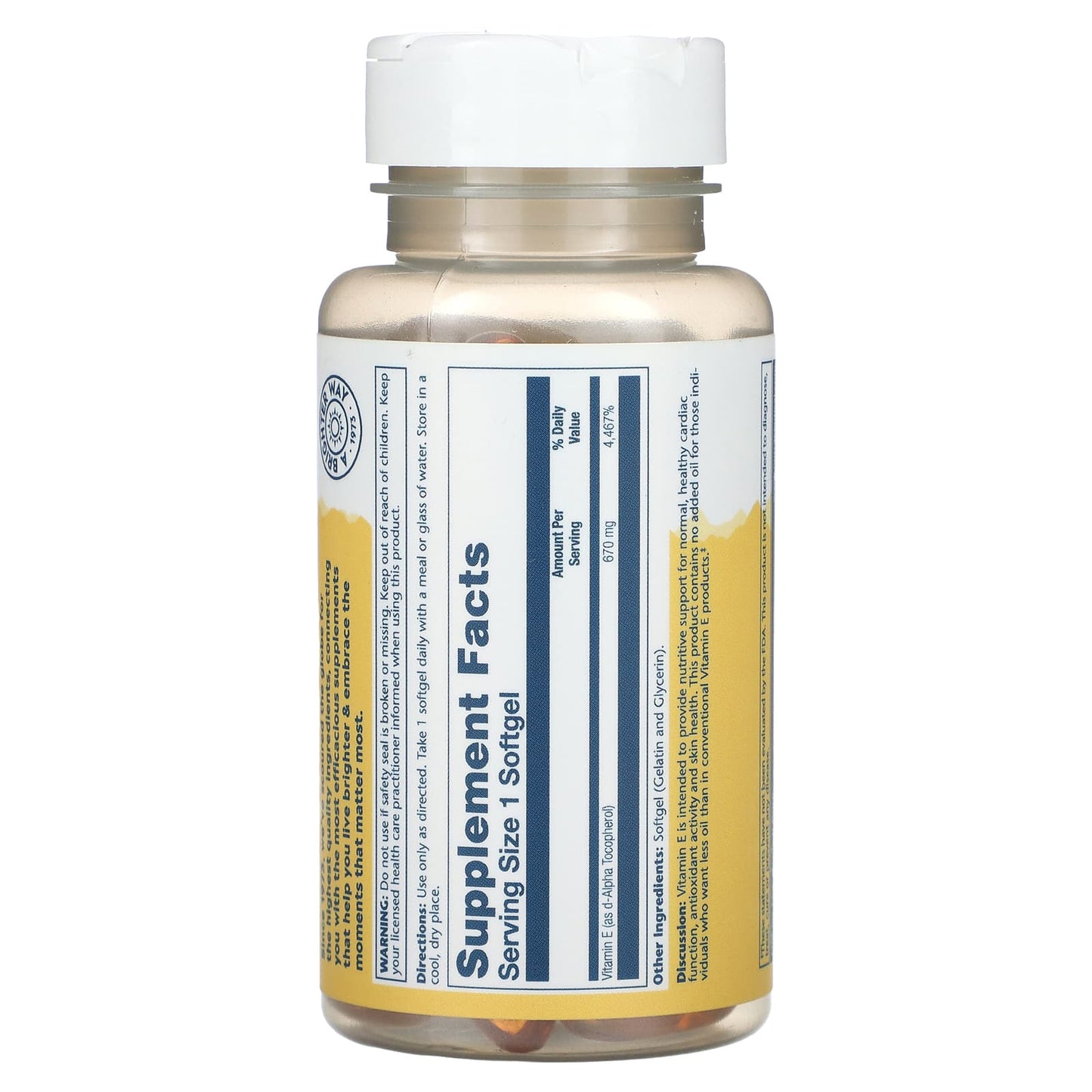 Solaray, Vitamin E, Natural Source, High Potency , 670 mg, 60 Softgels UPC 076280042047 | HiLife Vitamins