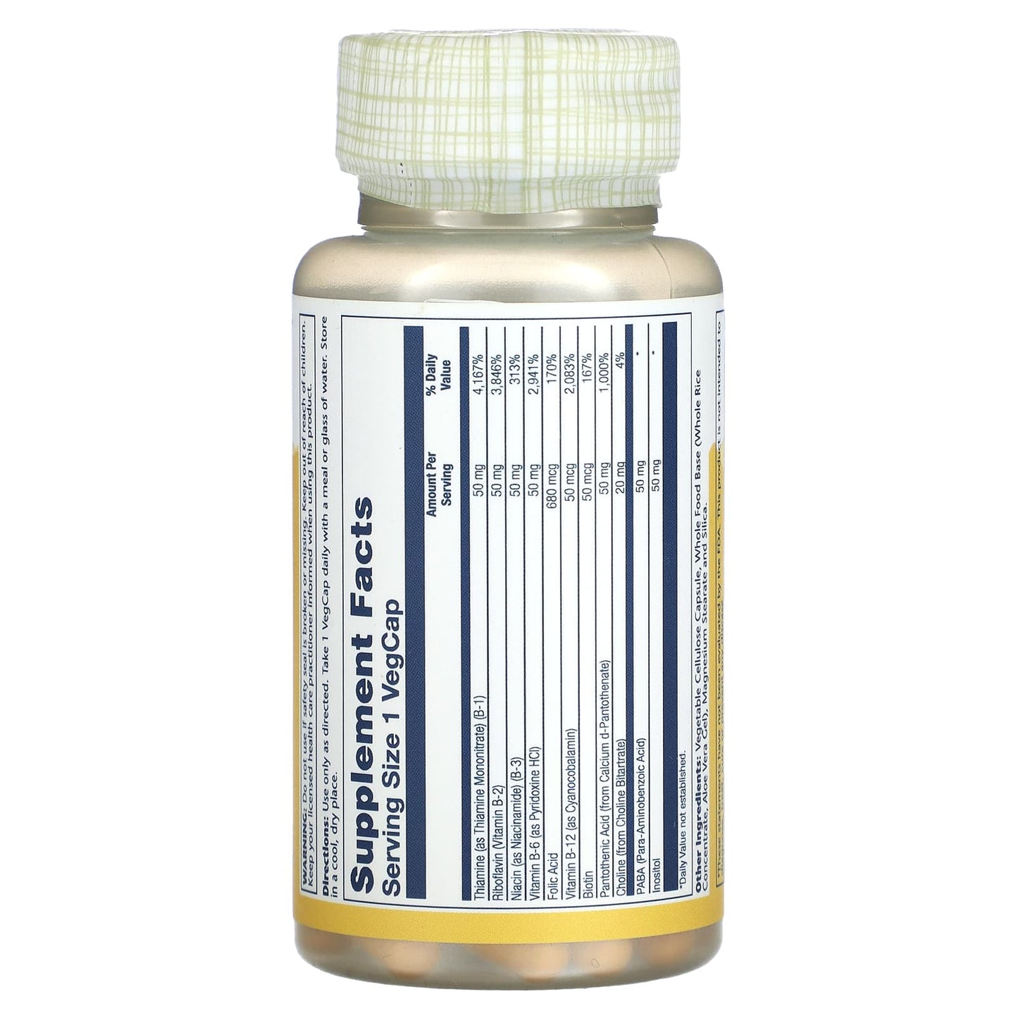 Solaray, Vitamin B-Complex, 50 mg, 50 VegCaps UPC 076280042702 | HiLife Vitamins