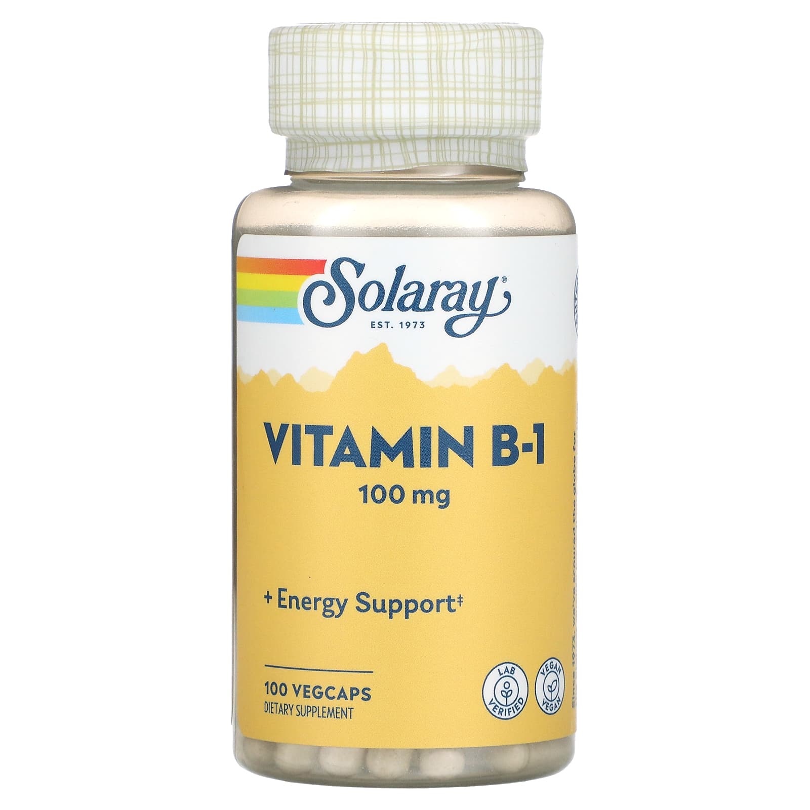 Solaray, B-1 100 mg, 100 VegCaps UPC 076280043259 | HiLife Vitamins