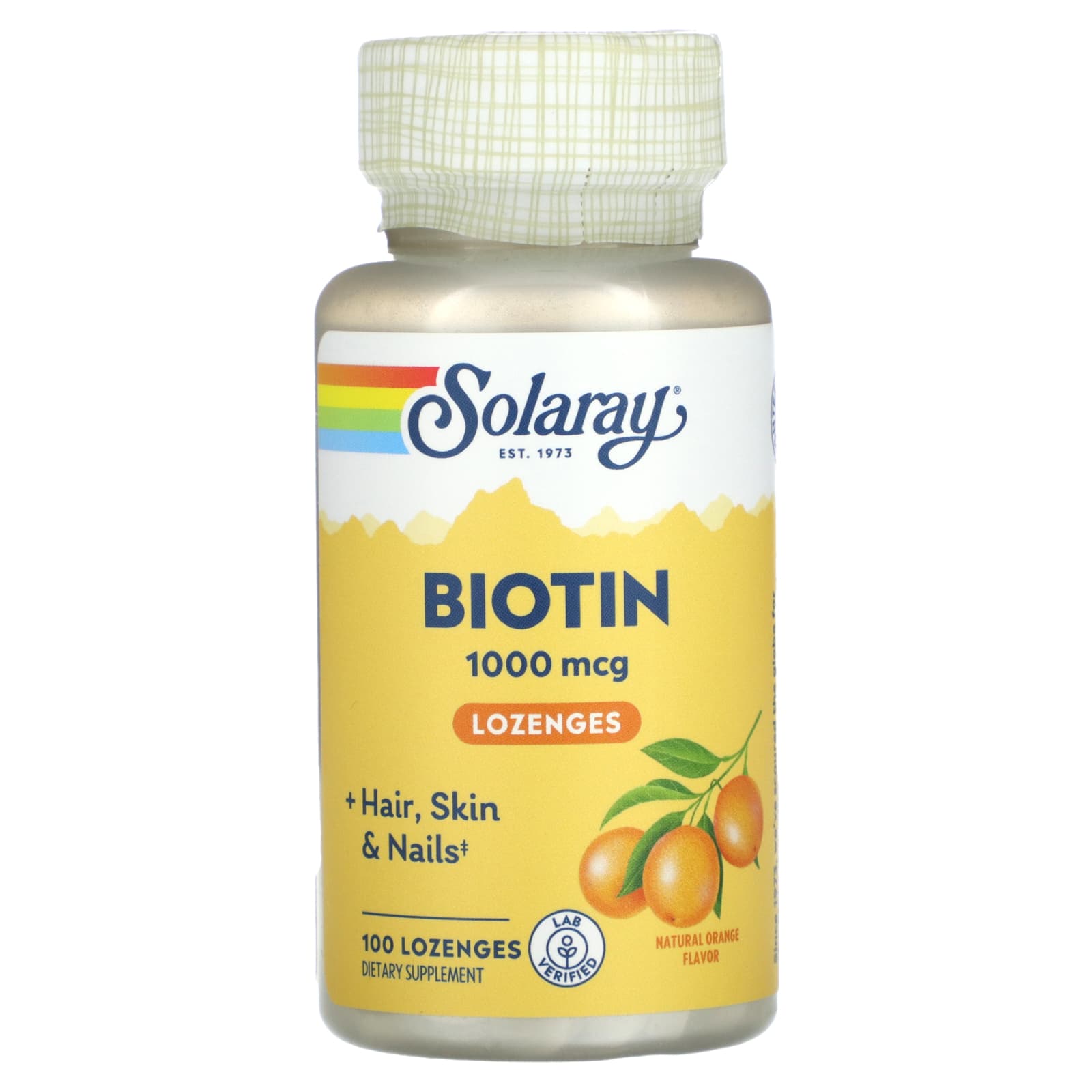 Solaray, Biotin, Natural Orange, 1,000 mcg, 100 Lozenges UPC 076280043549 | HiLife Vitamins