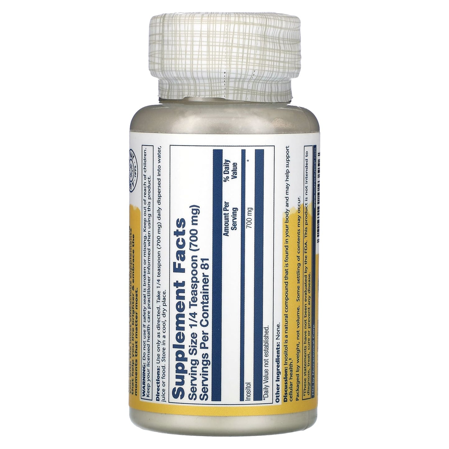 Solaray, Inositol Powder, 2 Oz Powder UPC 076280043556 | HiLife Vitamins