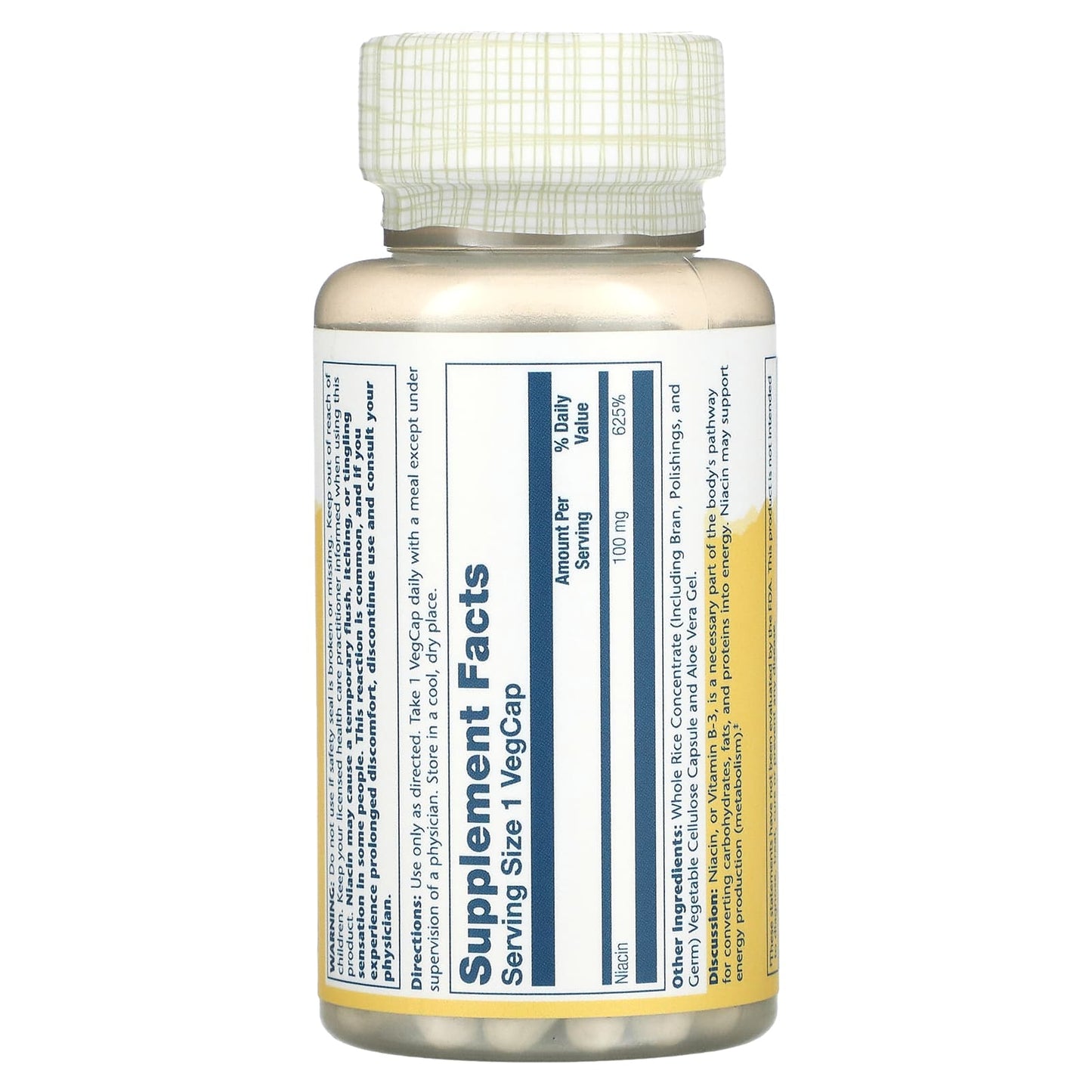 Solaray, Niacin 100 mg, 100 VegCaps UPC 076280043594 | HiLife Vitamins
