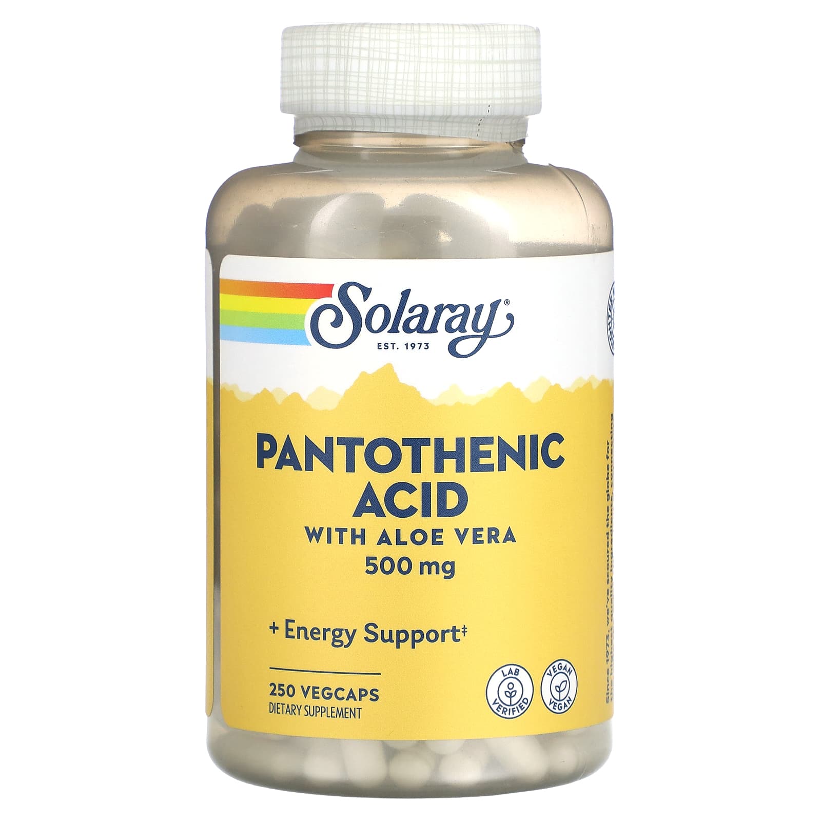 Solaray, Pantothenic Acid 500 mg, 250 VegCaps UPC 076280043815 | HiLife Vitamins