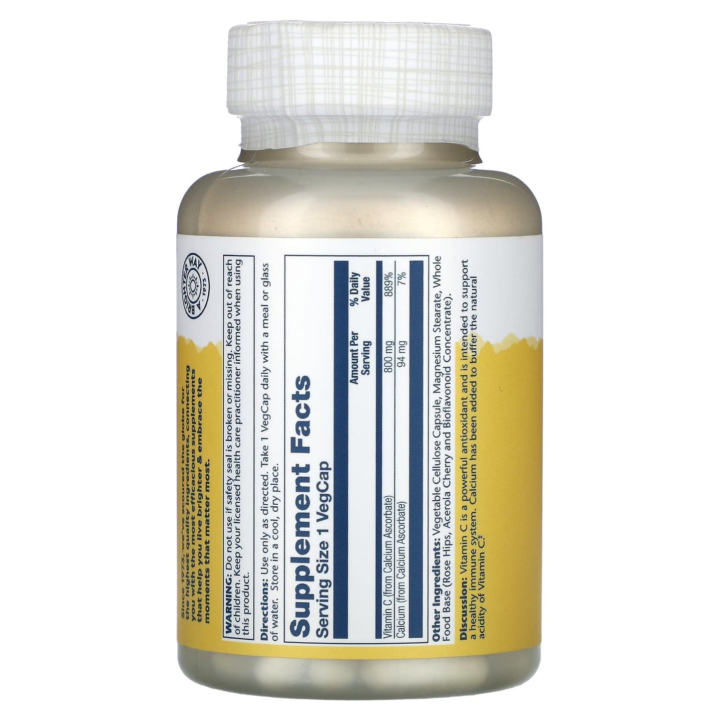 Solaray, Buffered Vitamin C, 800 mg, 90 VegCaps UPC 076280043853 | HiLife Vitamins