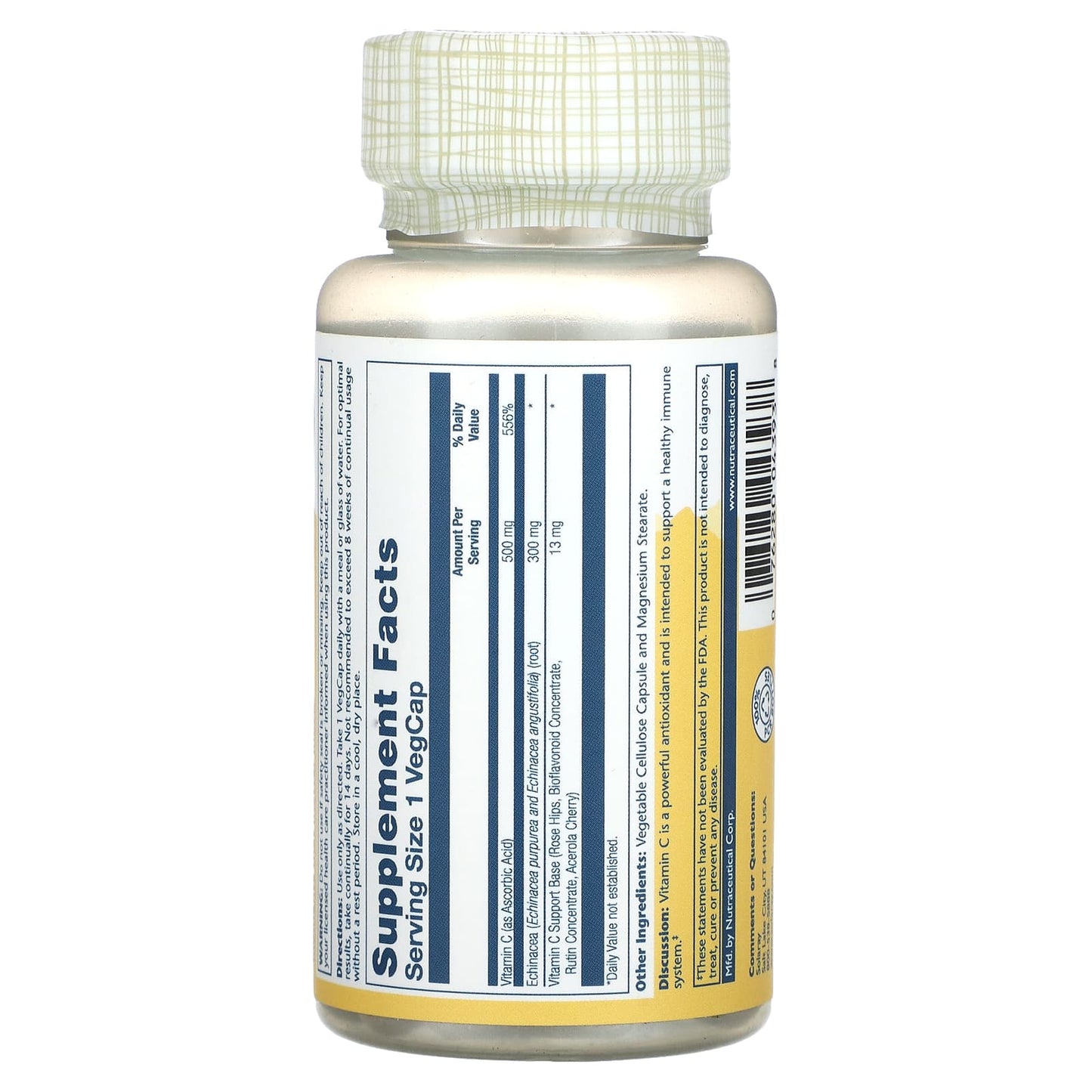 Solaray, Vitamin C Echinacea, 60 VegCaps UPC 076280043938 | HiLife Vitamins