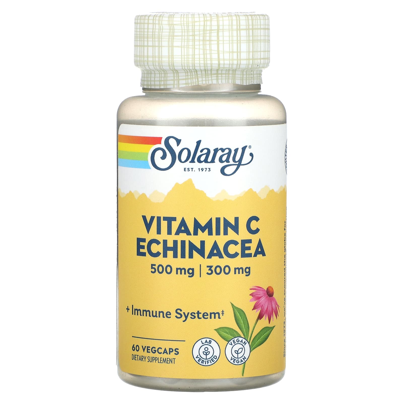Solaray, Vitamin C Echinacea, 60 VegCaps UPC 076280043938 | HiLife Vitamins