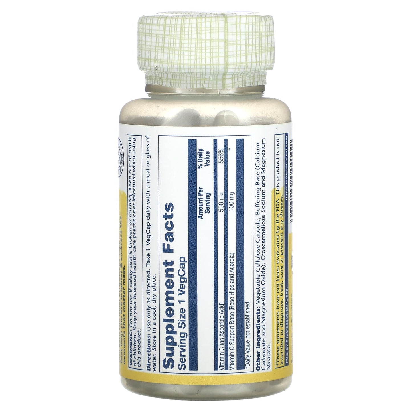 Solaray, Buffered Vitamin C, 500 mg, 100 VegCaps UPC 076280044102 | HiLife Vitamins