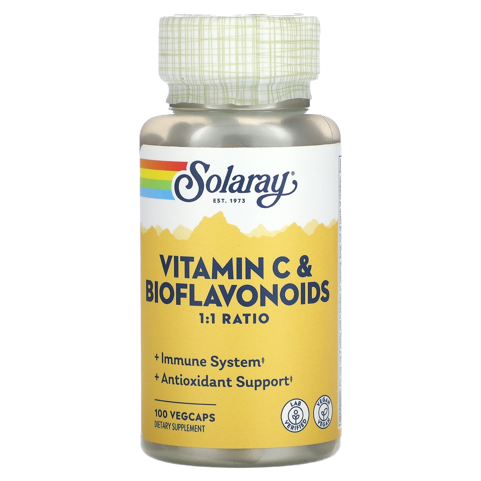 Solaray, Vitamin C & Bioflavonoids, 1:1 Ratio, 100 VegCaps UPC 076280044324 | HiLife Vitamins