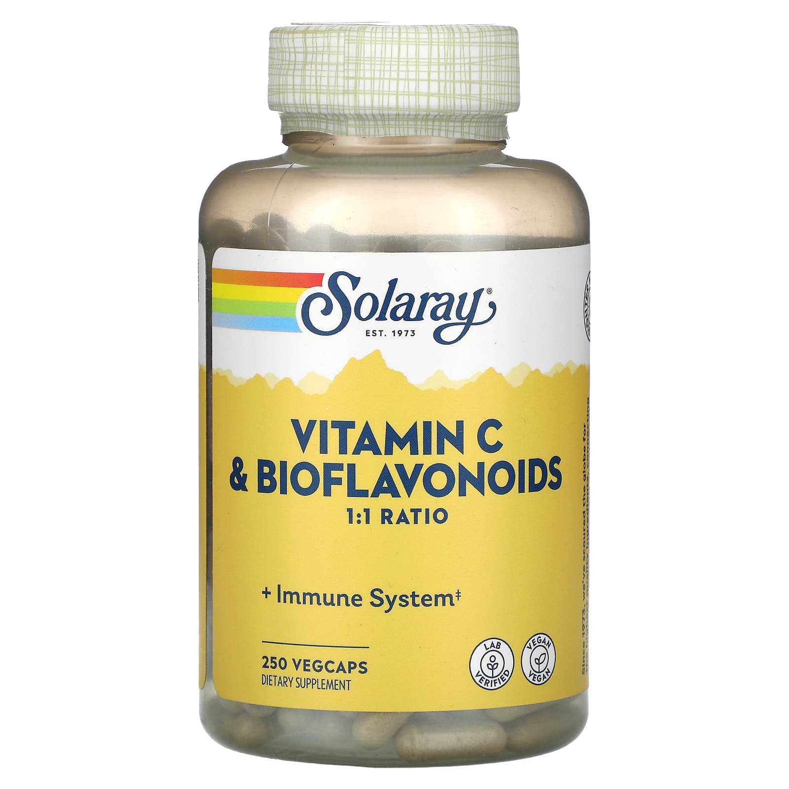 Solaray, Vitamin C & Bioflavonoids, 250 VegCaps UPC 076280044331 | HiLife Vitamins