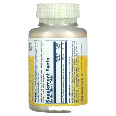 Solaray, Timed Release Vitamin C, With Rose Hip & Acerola, 1,000 mg, 100 Tablets UPC 076280044539 | HiLife Vitamins