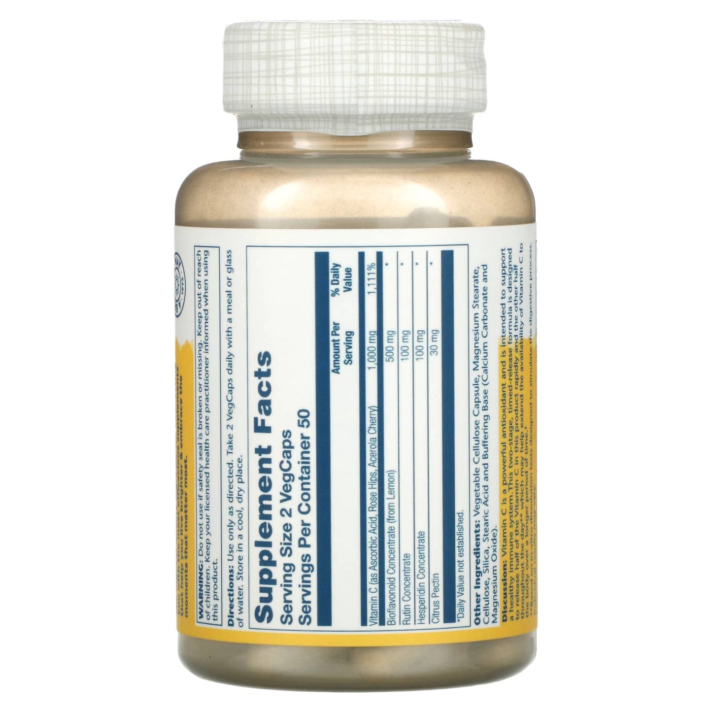Solaray, Super Bio C Buffered Timed Release 1000 mg, 100 VegCaps UPC 076280044607 | HiLife Vitamins