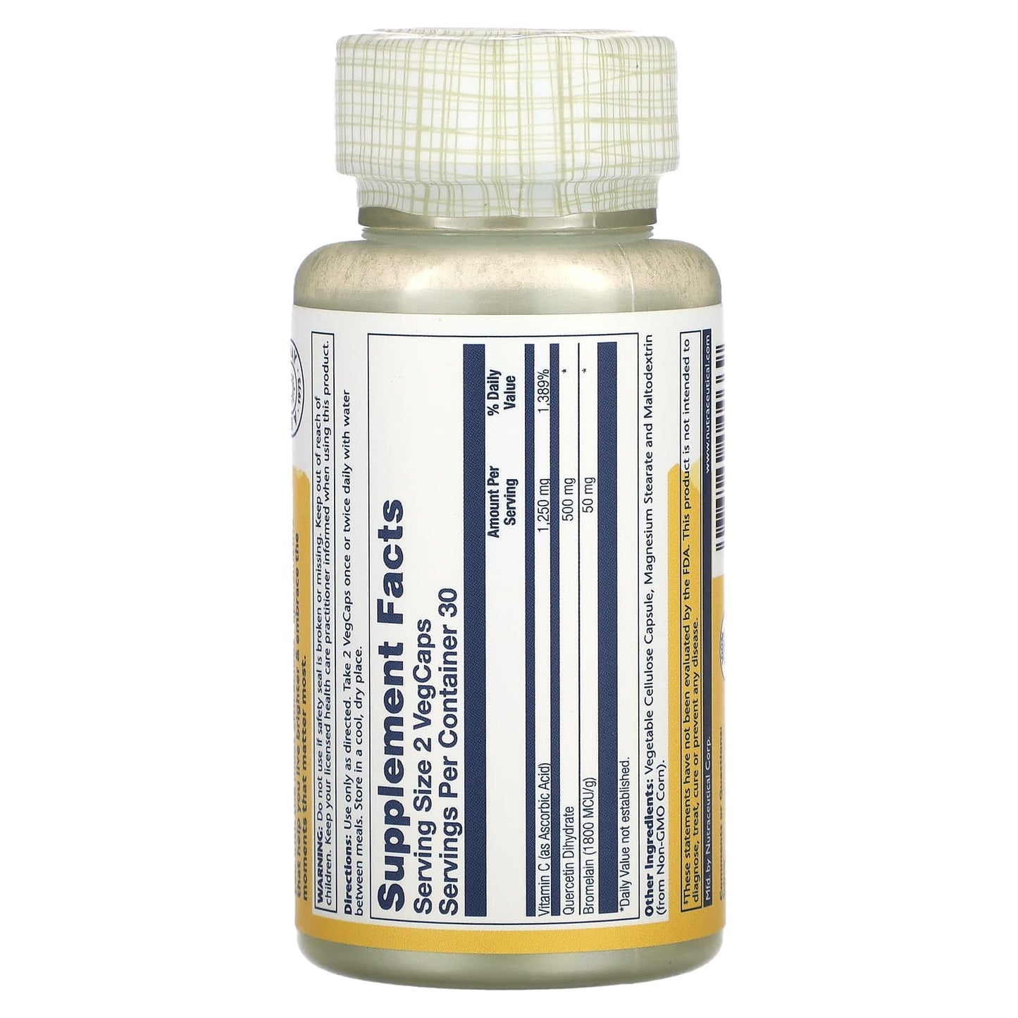 Solaray, Quercetin, Bromelain & Vitamin C, 60 VegCaps UPC 076280044669 | HiLife Vitamins