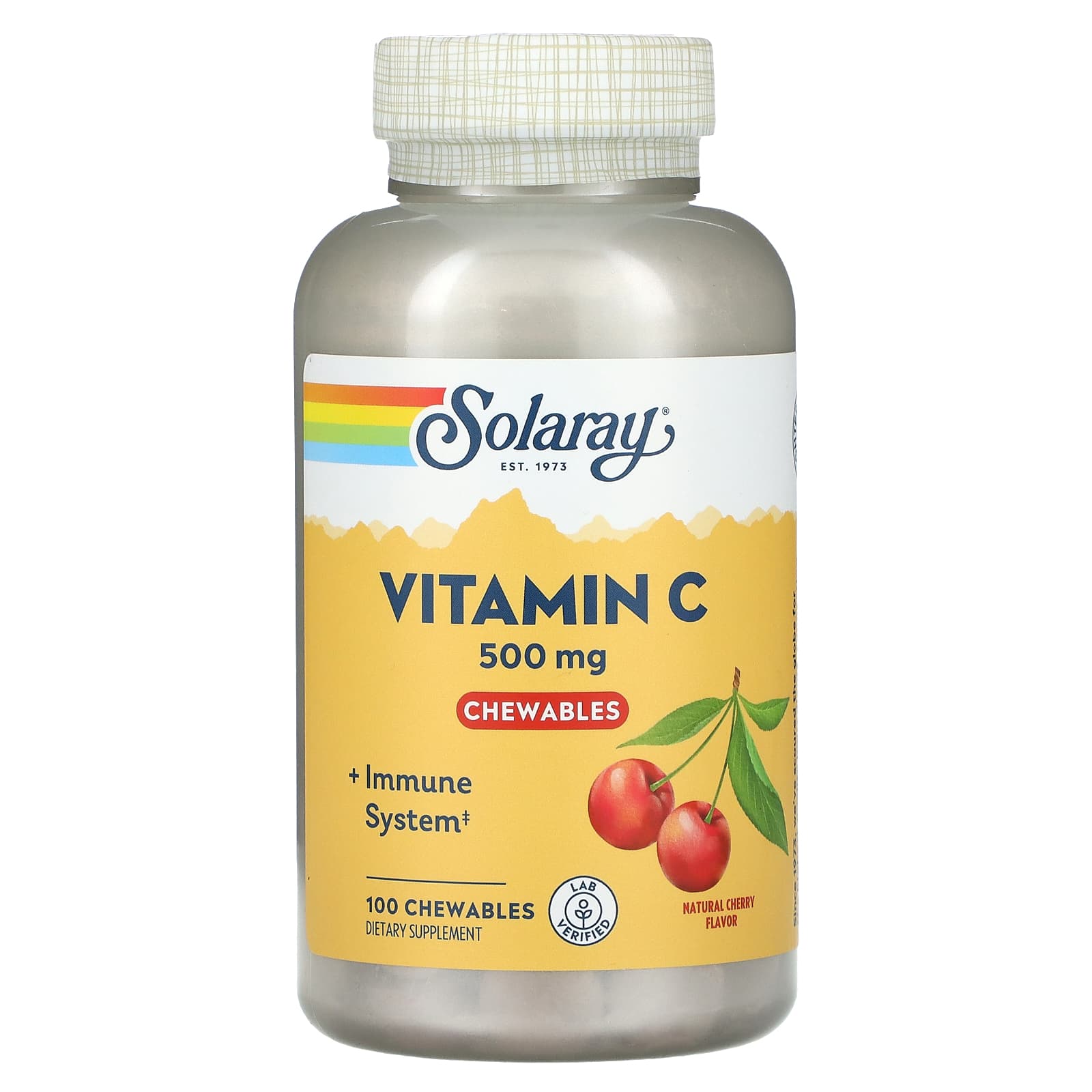 Solaray, C Cherry 500mg, 100 Chewables UPC 076280044904 | HiLife Vitamins
