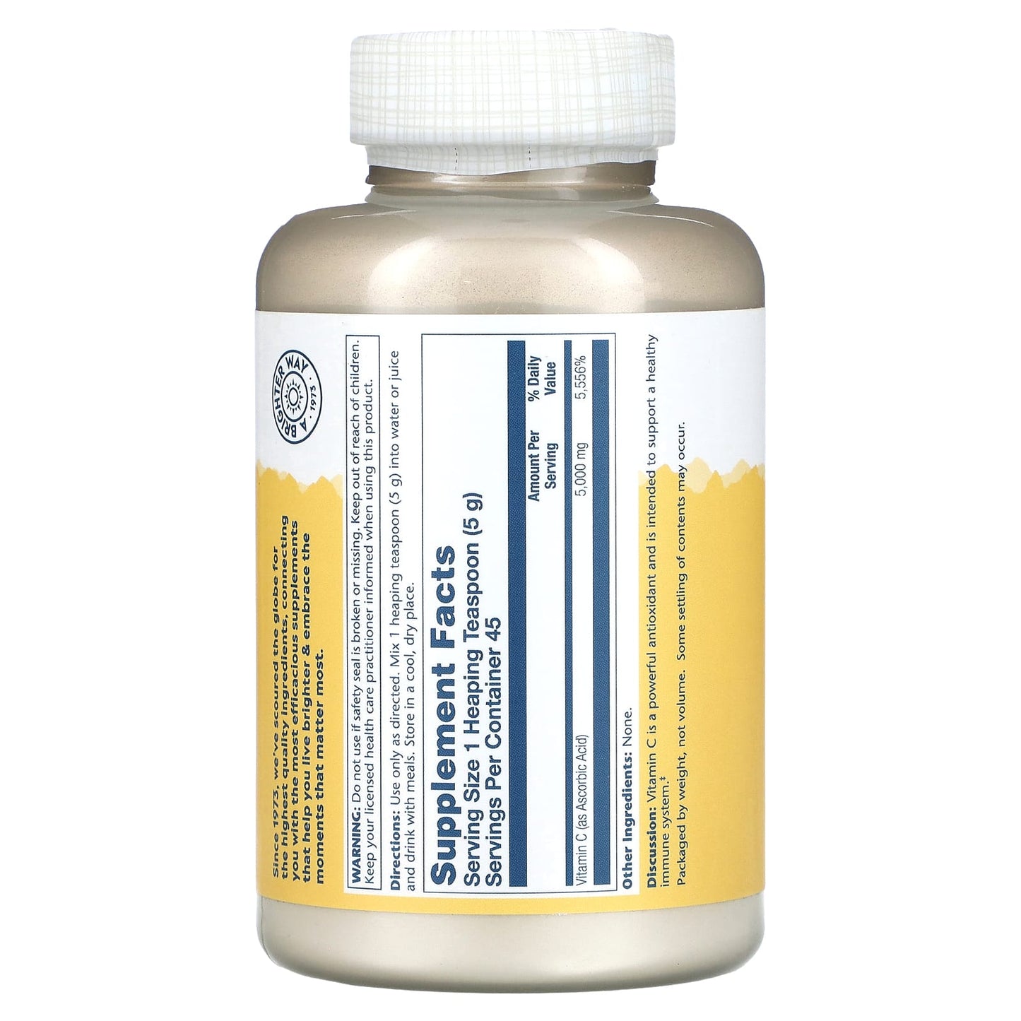 Solaray, Vitamin C Crystalline Powder 5000 mg, 8 Oz UPC 076280044959 | HiLife Vitamins