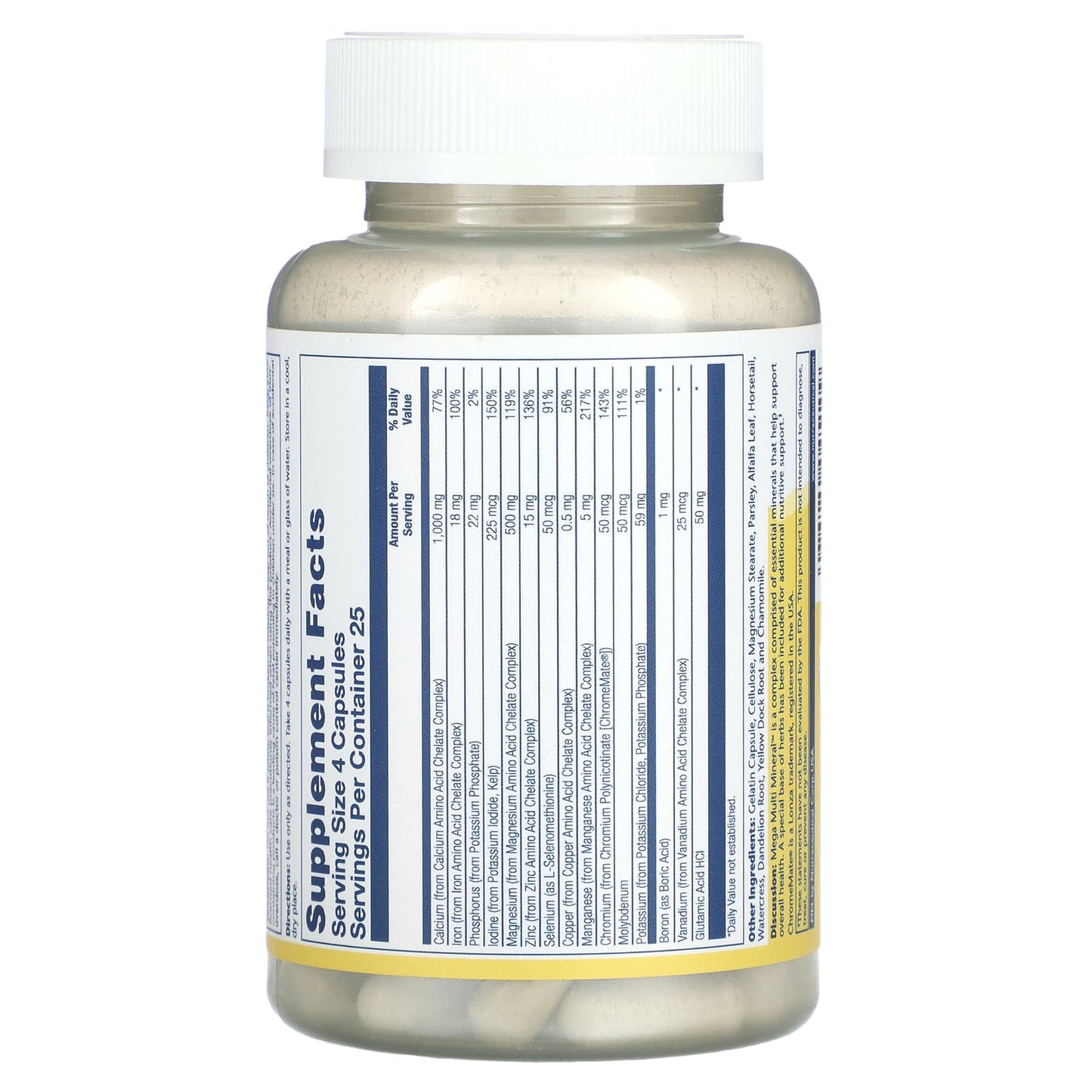 Solaray, Mega Multi Mineral, 100 VegCaps UPC 076280045109 | HiLife Vitamins