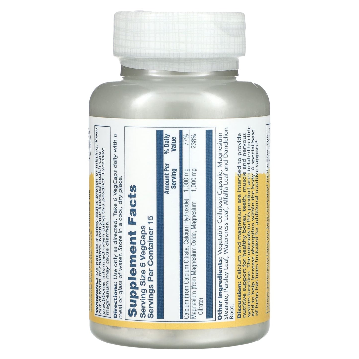 Solaray, Cal-Mag Citrate, 1:1 Ratio, 90 VegCaps UPC 076280045246 | HiLife Vitamins