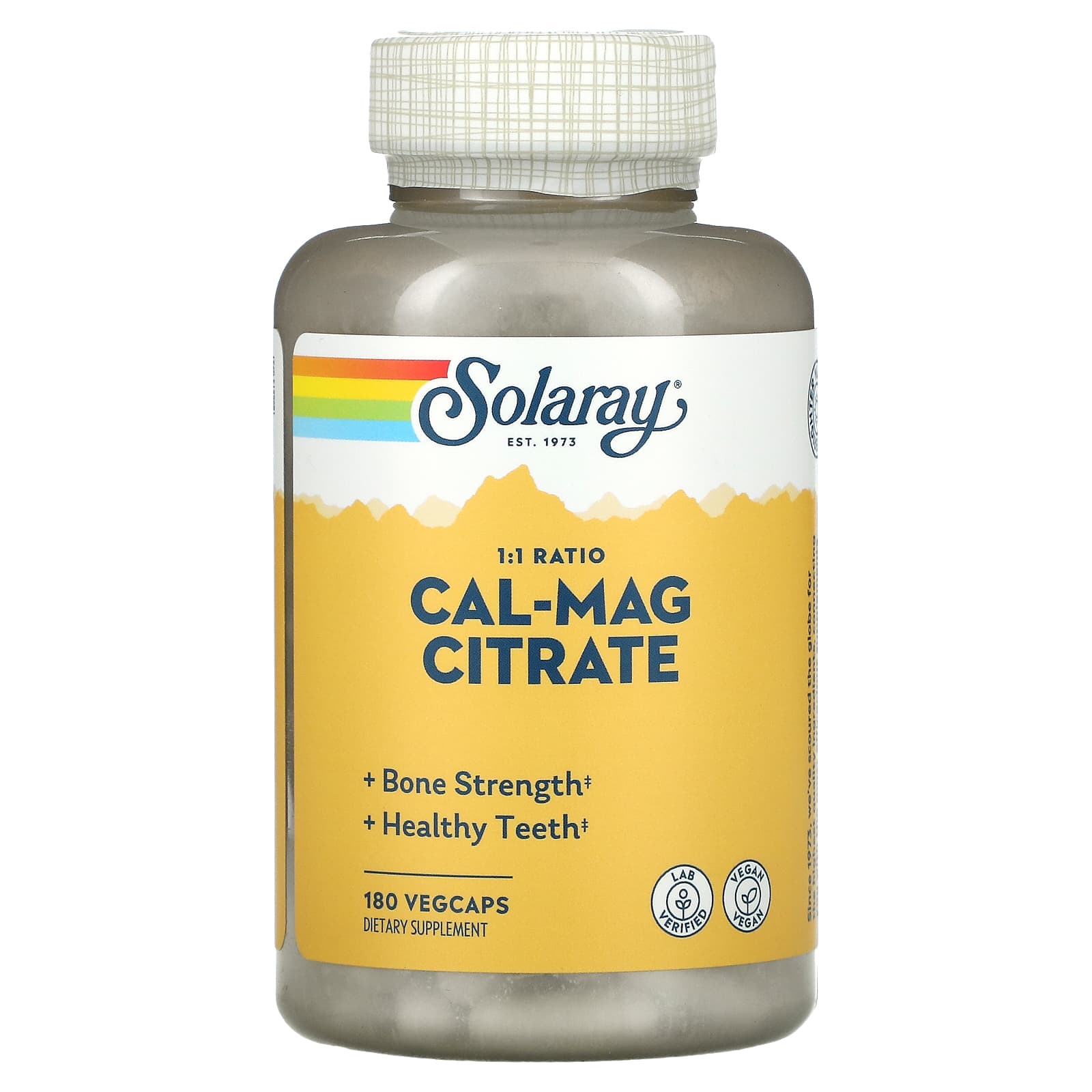 Solaray, Cal-Mag Citrate 1:1 1000/1000 mg, 180 VegCaps UPC 076280045253 | HiLife Vitamins