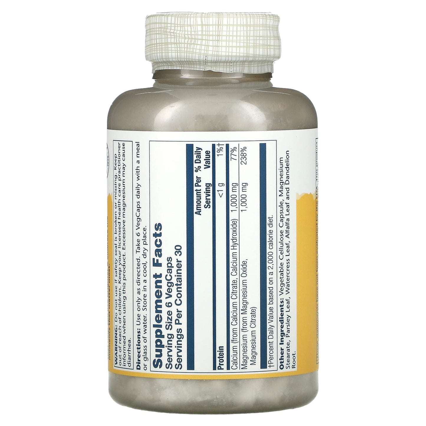Solaray, Cal-Mag Citrate 1:1 1000/1000 mg, 180 VegCaps UPC 076280045253 | HiLife Vitamins