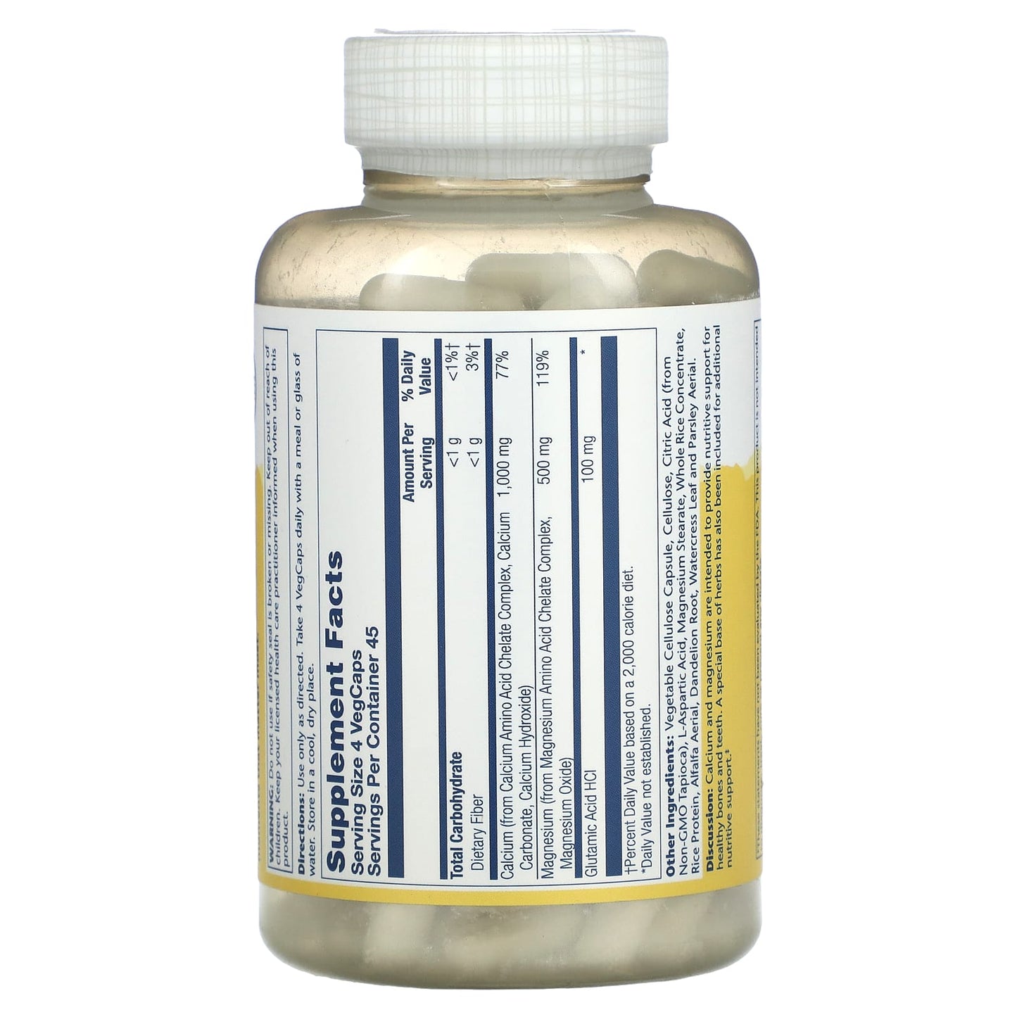 Solaray, Cal And Mag 1000/500 mg, 180 VegCaps UPC 076280045314 | HiLife Vitamins