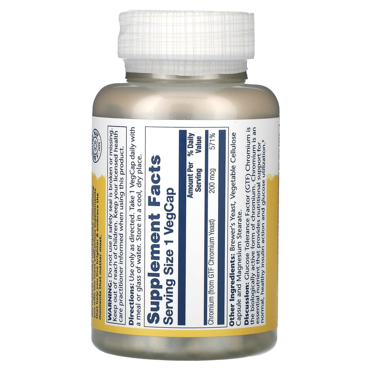 Solaray, GTF Chromium, 200 mcg, 200 VegCaps UPC 076280045918 | HiLife Vitamins