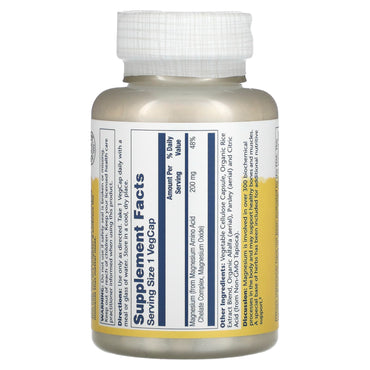Solaray, Magnesium 200 mg, 100 VegCaps UPC 076280046304 | HiLife Vitamins