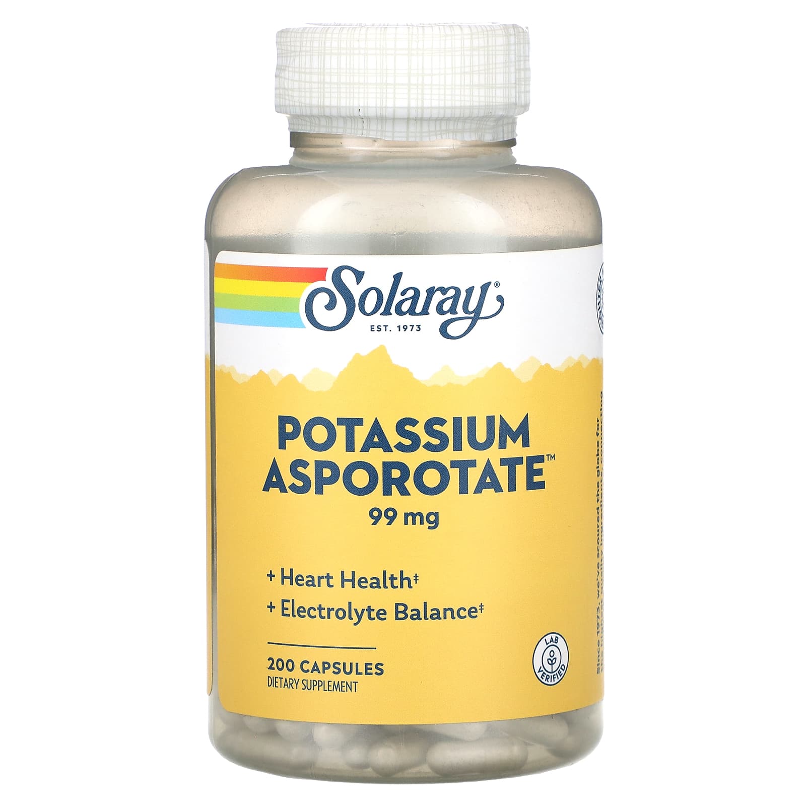 Solaray, Potassium Asporotate, 99 mg, 200 Capsules UPC 076280046618 | HiLife Vitamins