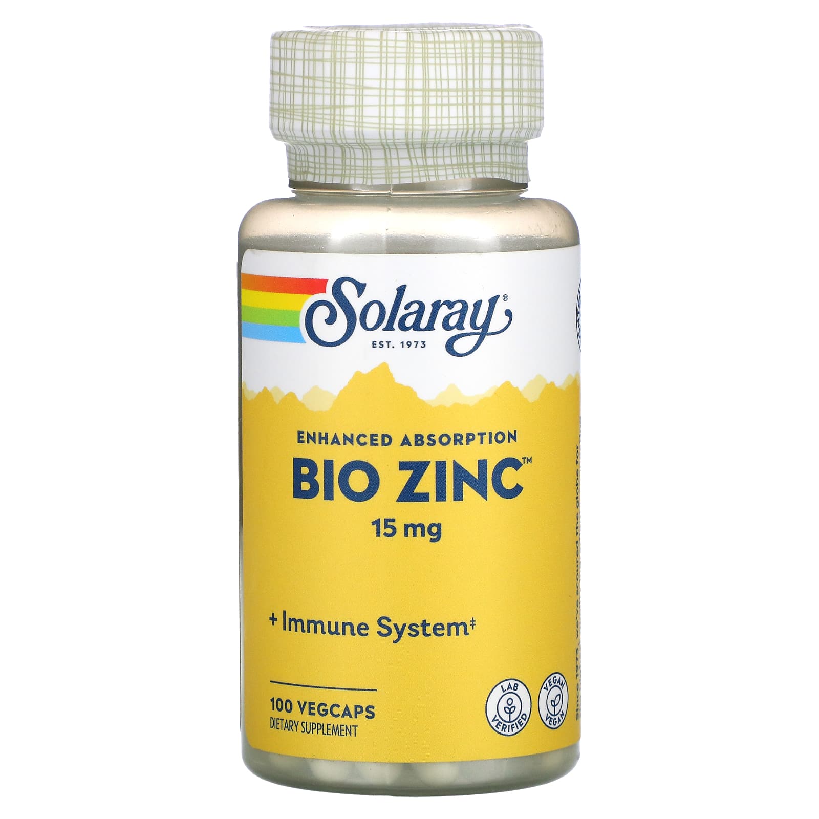 Solaray, Bio Zinc 15 mg, 100 VegCaps UPC 076280047059 | HiLife Vitamins
