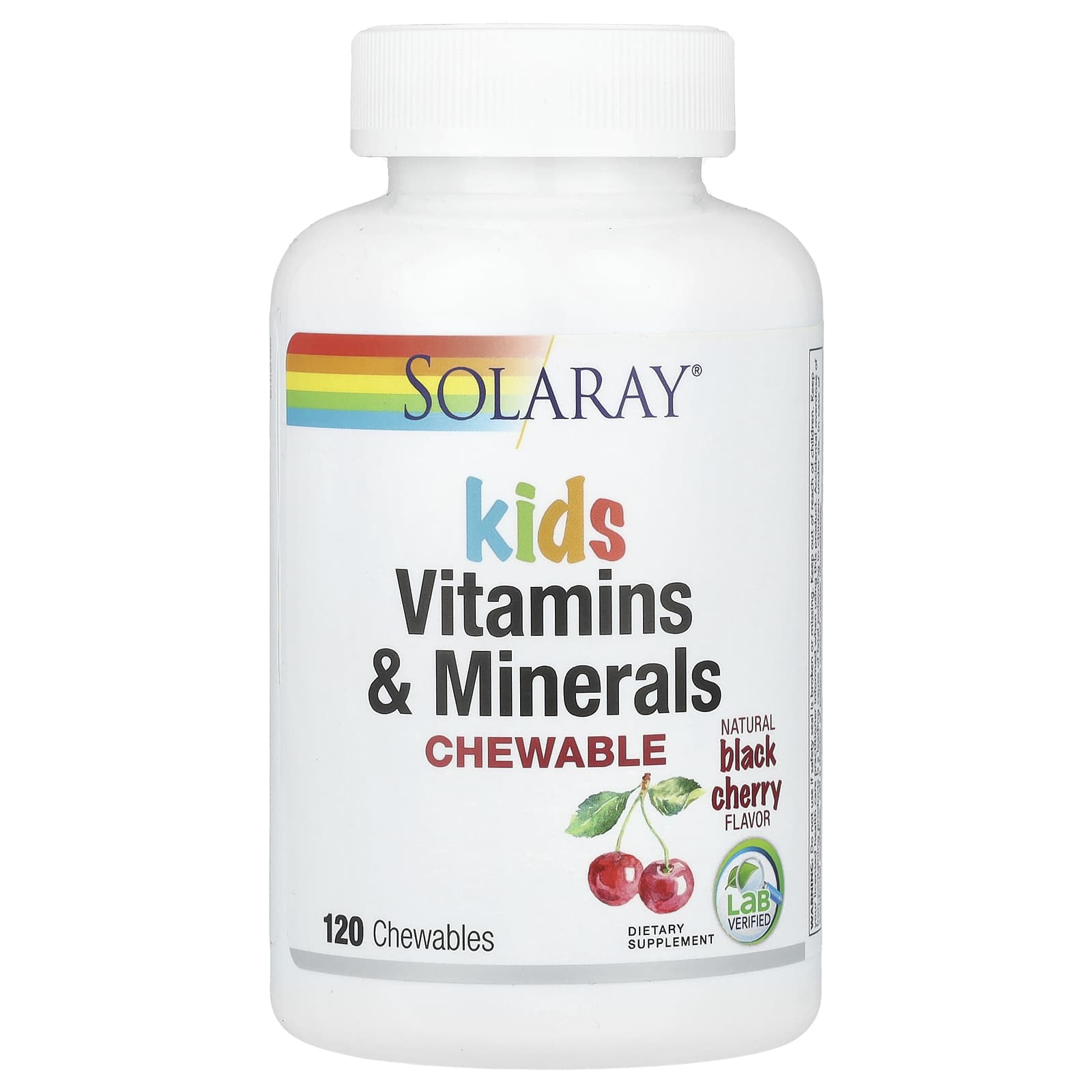 Solaray, Children’s Chewable Vitamin and Minerals, Natural Black Cherry Flavor, 120 Chewable UPC 076280047974 | HiLife Vitamins