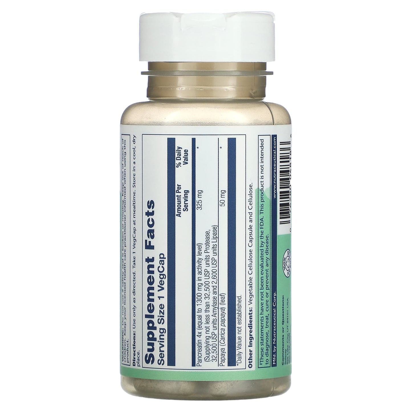 Solaray, Pancreatin 1300, 90 Capsules UPC 076280048186 | HiLife Vitamins
