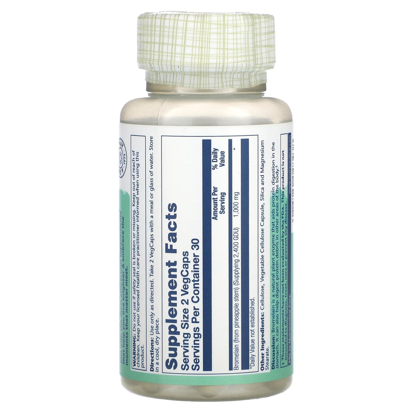 Solaray, Bromelain, 500 mg, 1,200 GDU, 60 VegCaps UPC 076280048438 | HiLife Vitamins
