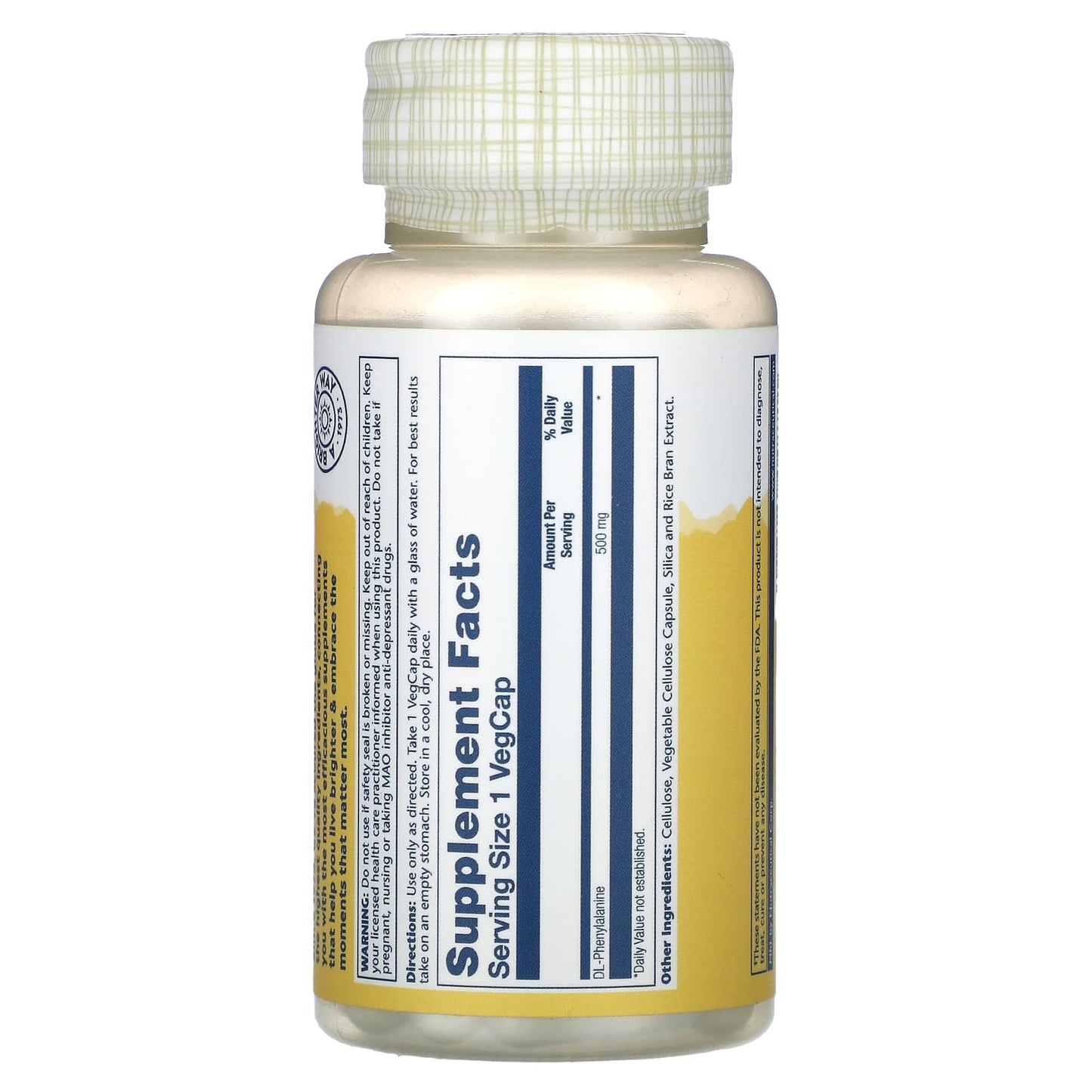 Solaray, DLPA, DL-Phenylalanine, 500 mg, 60 VegCaps UPC 076280048711 | HiLife Vitamins