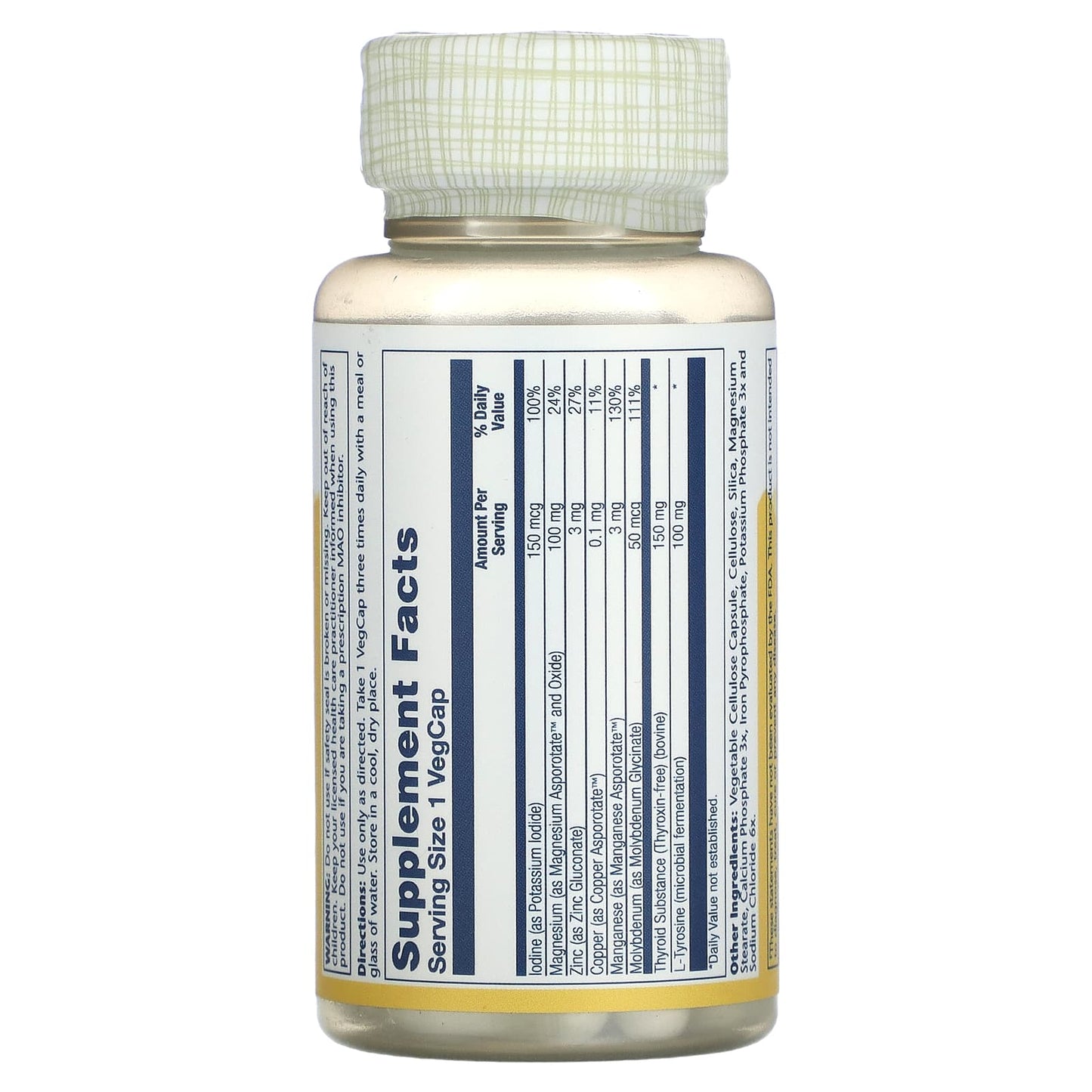 Solaray, Freeze Dried Thyroid Caps, 60 VegCaps UPC 076280052107 | HiLife Vitamins