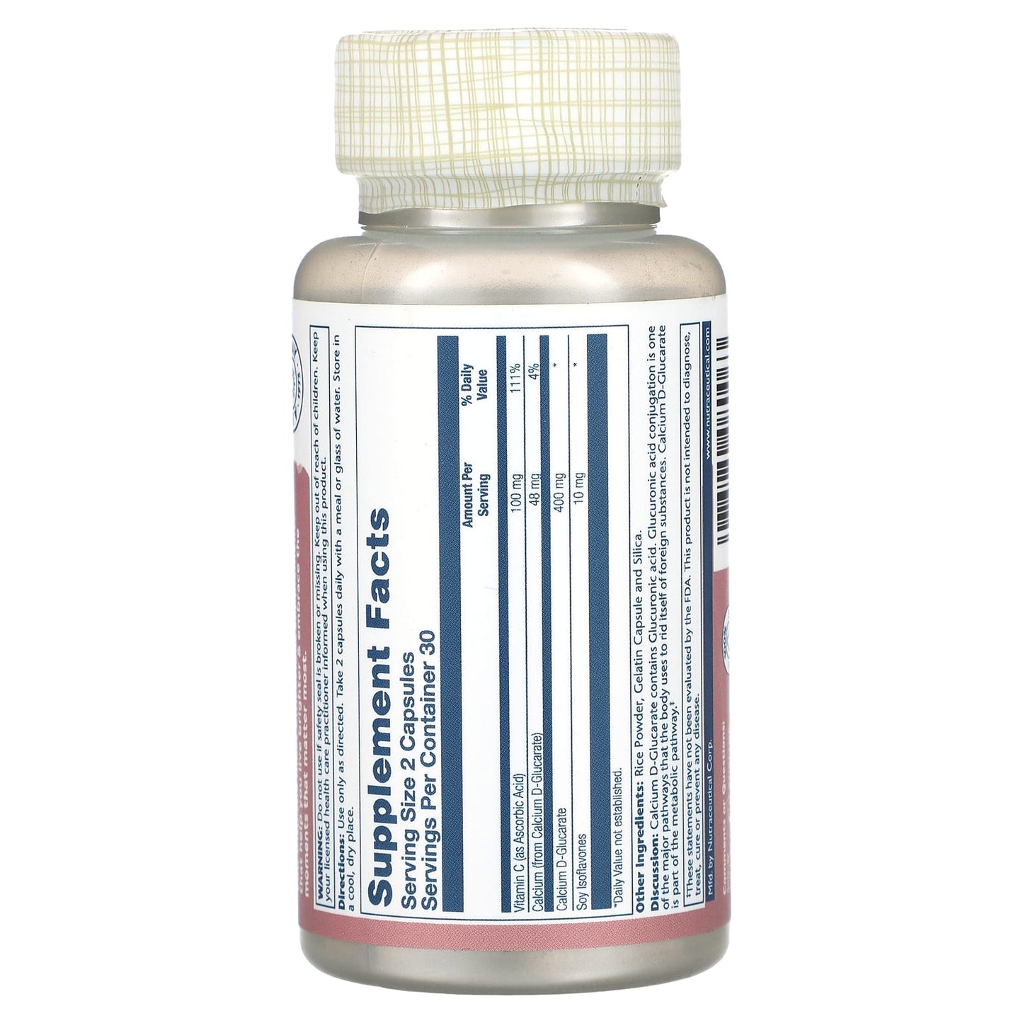Solaray, Calcium D-Glucarate, 200 mg, 60 Capsules UPC 076280080063 | HiLife Vitamins